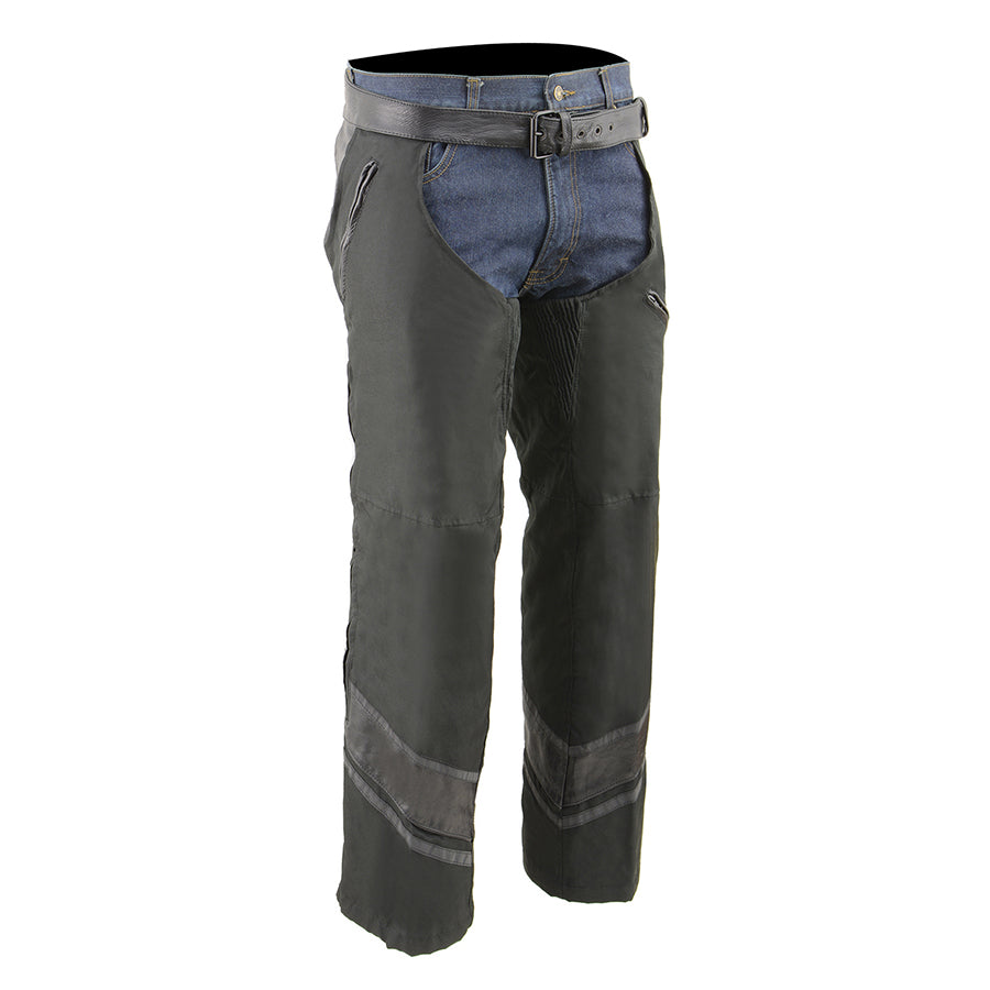 Men's Leather & Textile Motorcycle Chaps 5706 - Durable Riding Gear for Harley, Cruiser & Adventure Bikes - Perfect for Long Distance Touring & Road Trips