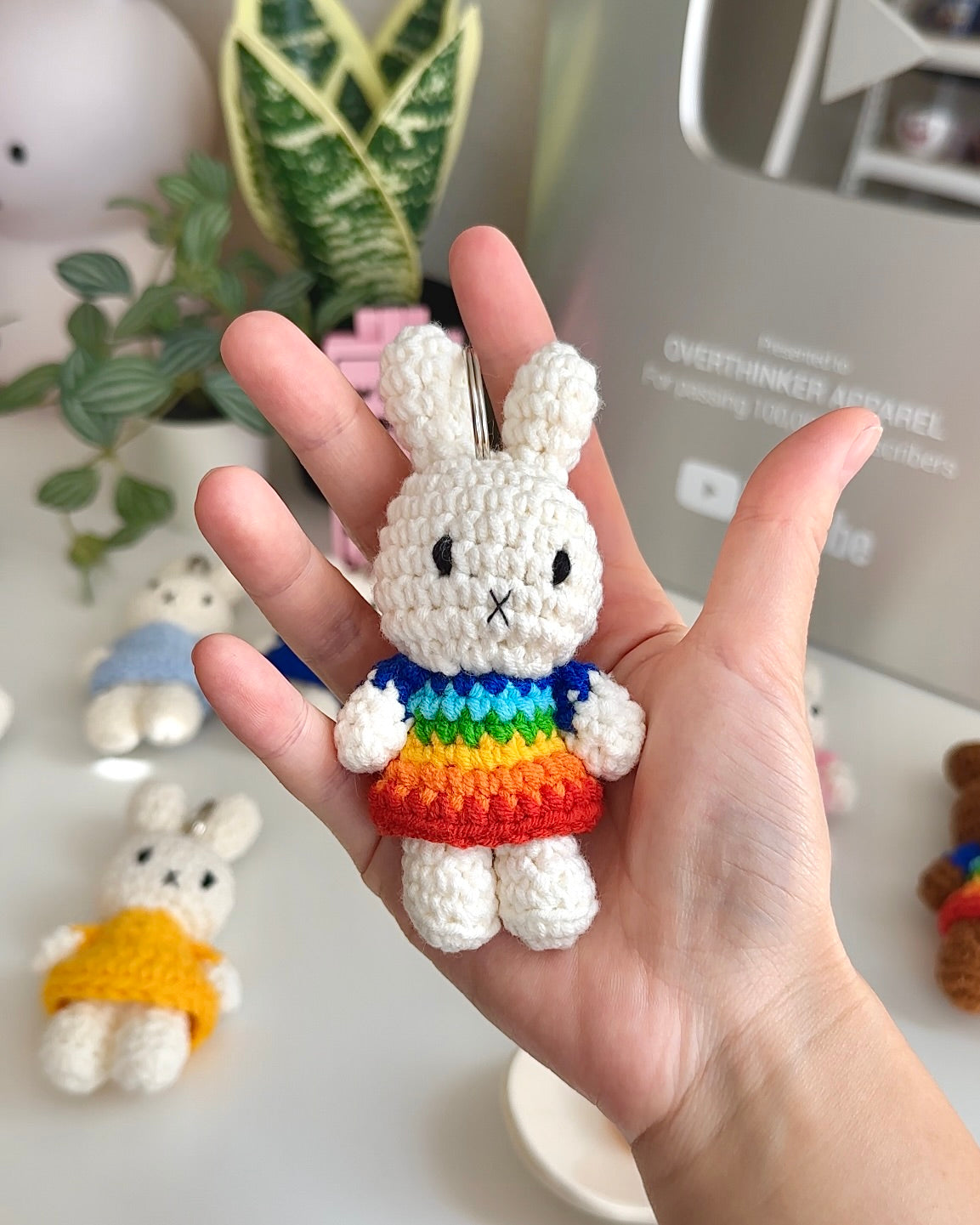 Rainbow Miffy Crochet Keychain – Handmade Plush Bag Charm for Pride Gift, Kawaii Aesthetic | Official Just Dutch Plushie | Perfect for Backpacks, Keyrings & LGBTQ+ Gifts