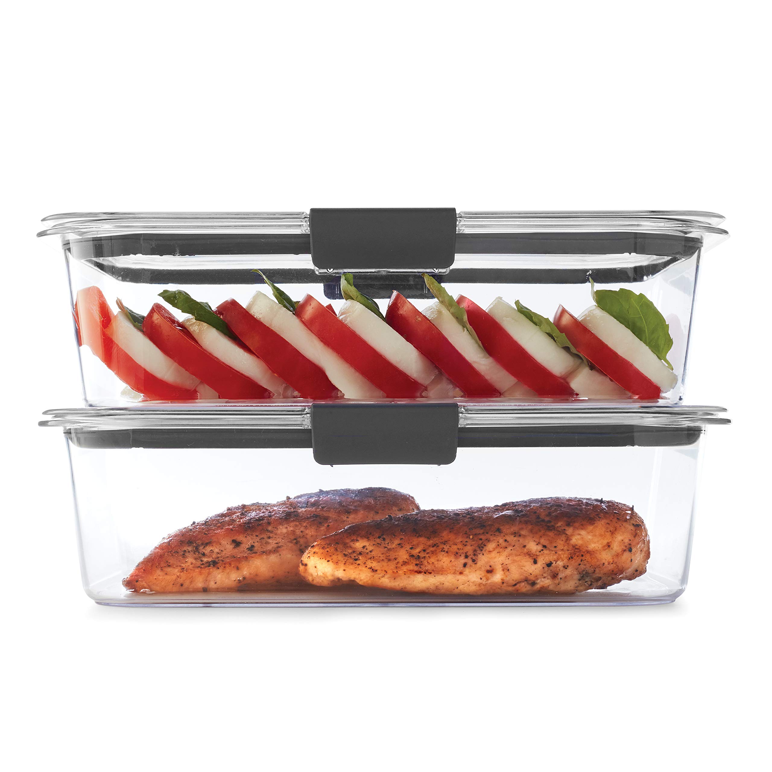 Rubbermaid Leak-Proof Brilliance Food Storage Containers Set - 9.6 Cup & 3.2 Cup BPA-Free Plastic Containers with Lids (2-Pack + 5-Pack, Clear) - Perfect for Meal Prep, Leftovers & Pantry Organization
