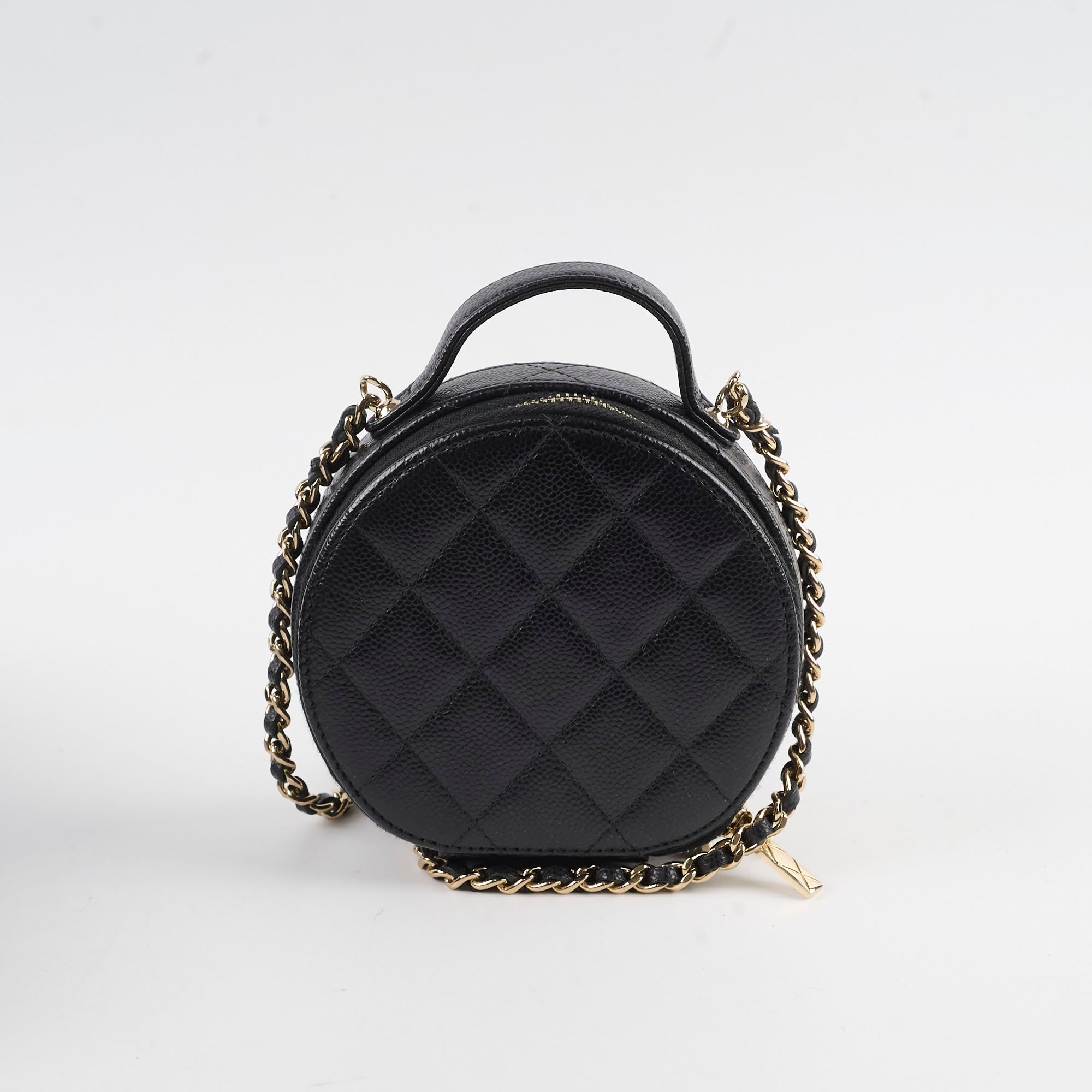 Chanel Black Caviar Round Top Handle Crossbody Vanity Bag - Luxury Designer Handbag for Women, Perfect for Evening Out & Special Occasions