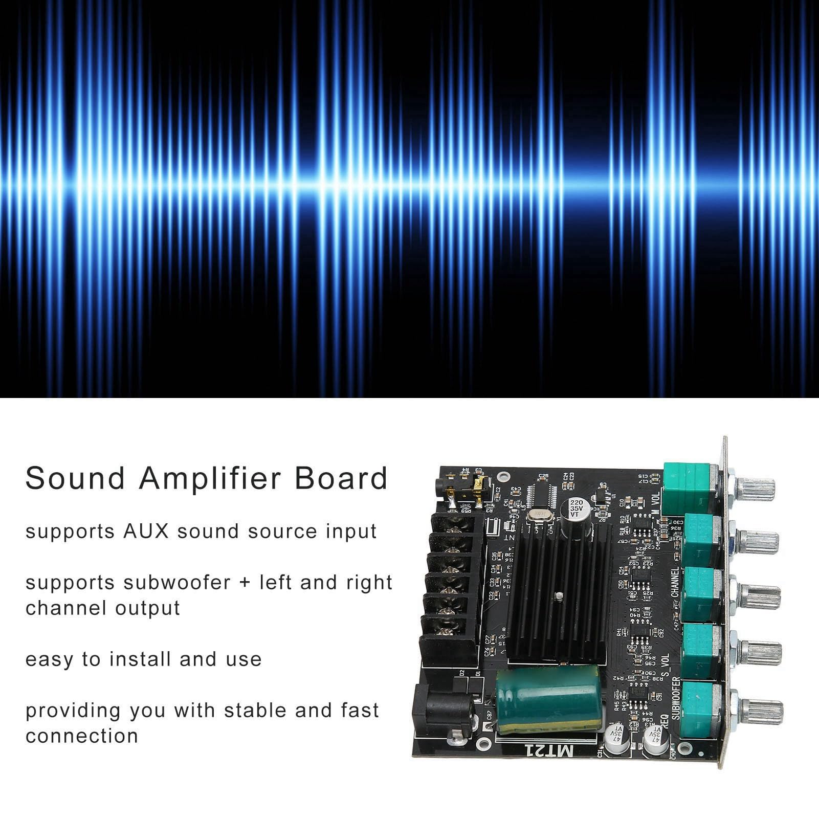 ZK-MT21 Digital Stereo Amplifier Board with Bluetooth 2.1 Channel, 12-24V DC HiFi Audio Power Amp Module for 15-100W 4-8Ω Speakers, Ideal for Home Theater and Car Audio Systems