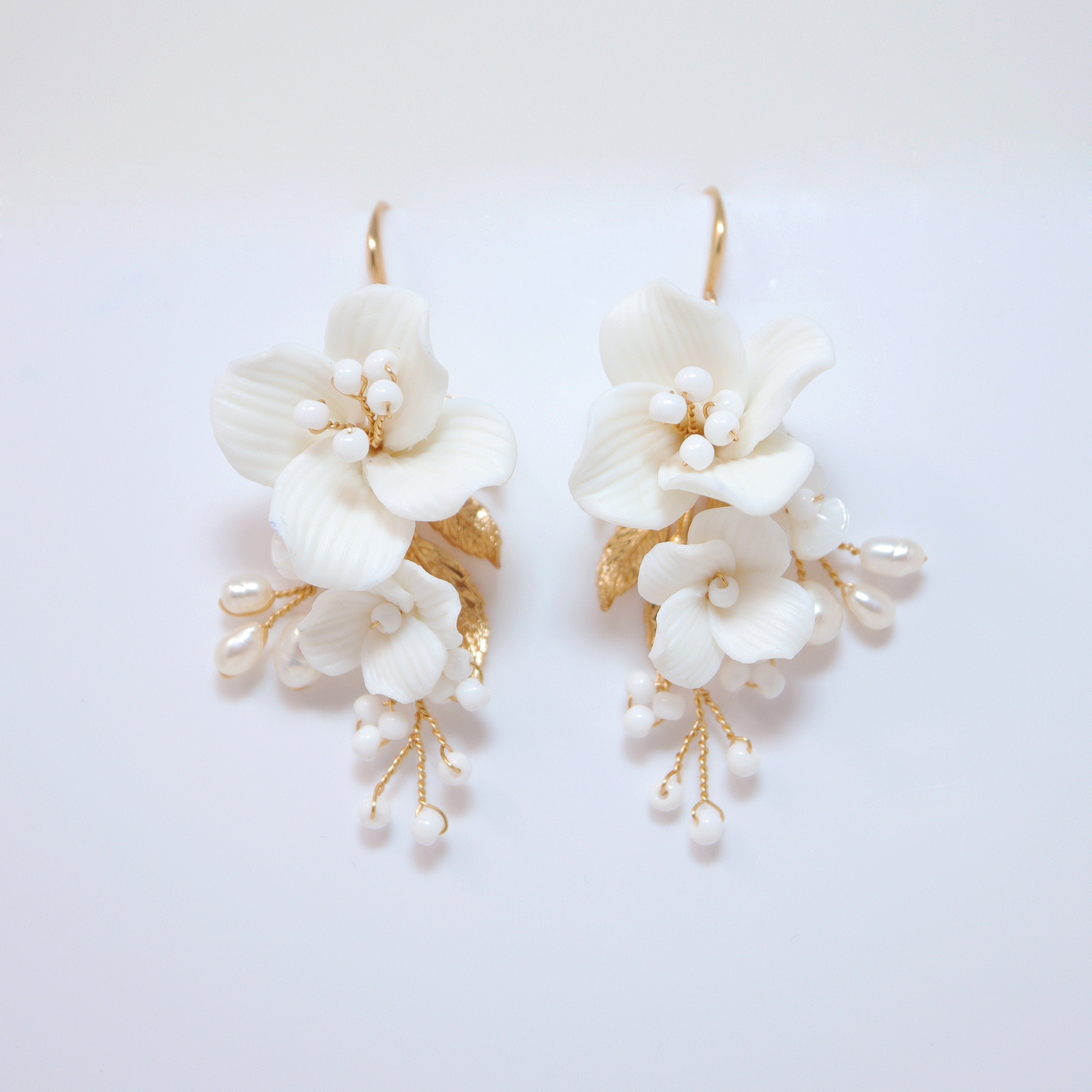 Natural Cultured Freshwater Pearl Jewelry Set - Elegant White Flower Necklace & Statement Earrings for Bridal, Wedding, and Special Occasions | Perfect Gift for Her