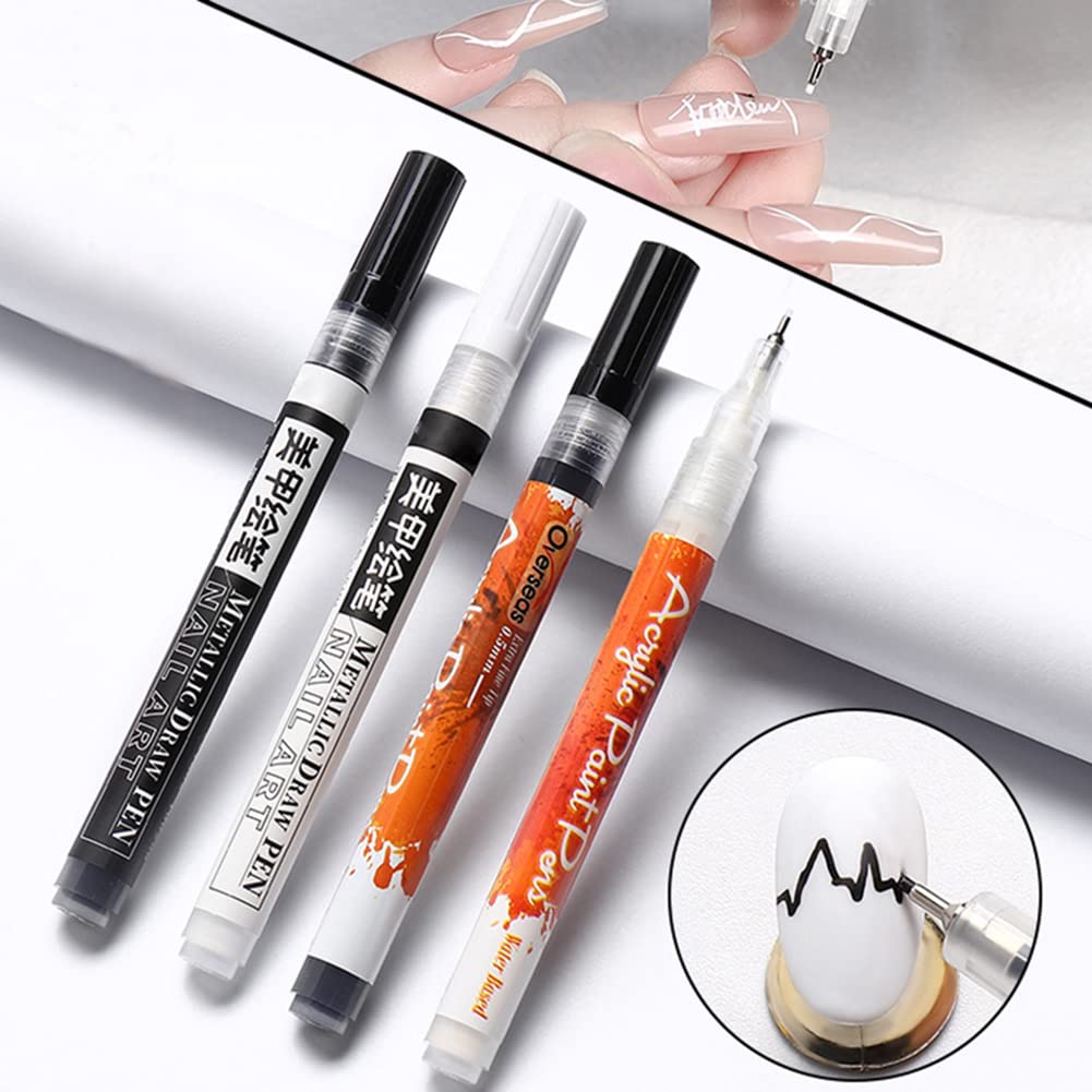 Professional Nail Art Drawing Pen - Waterproof Nail Graffiti & Painting Marker for DIY Nail Designs | Perfect for Home Manicures, Salon Use & Creative Nail Art Projects - Black