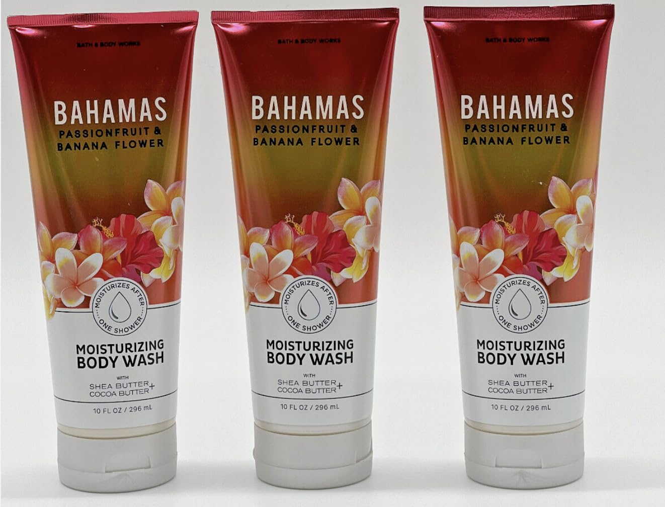 3 Pack Bath & Body Works Bahamas Passionfruit & Banana Flower Moisturizing Body Wash - Hydrating Shower Gel for Smooth Skin, Tropical Scent for Spa-Like Relaxation at Home