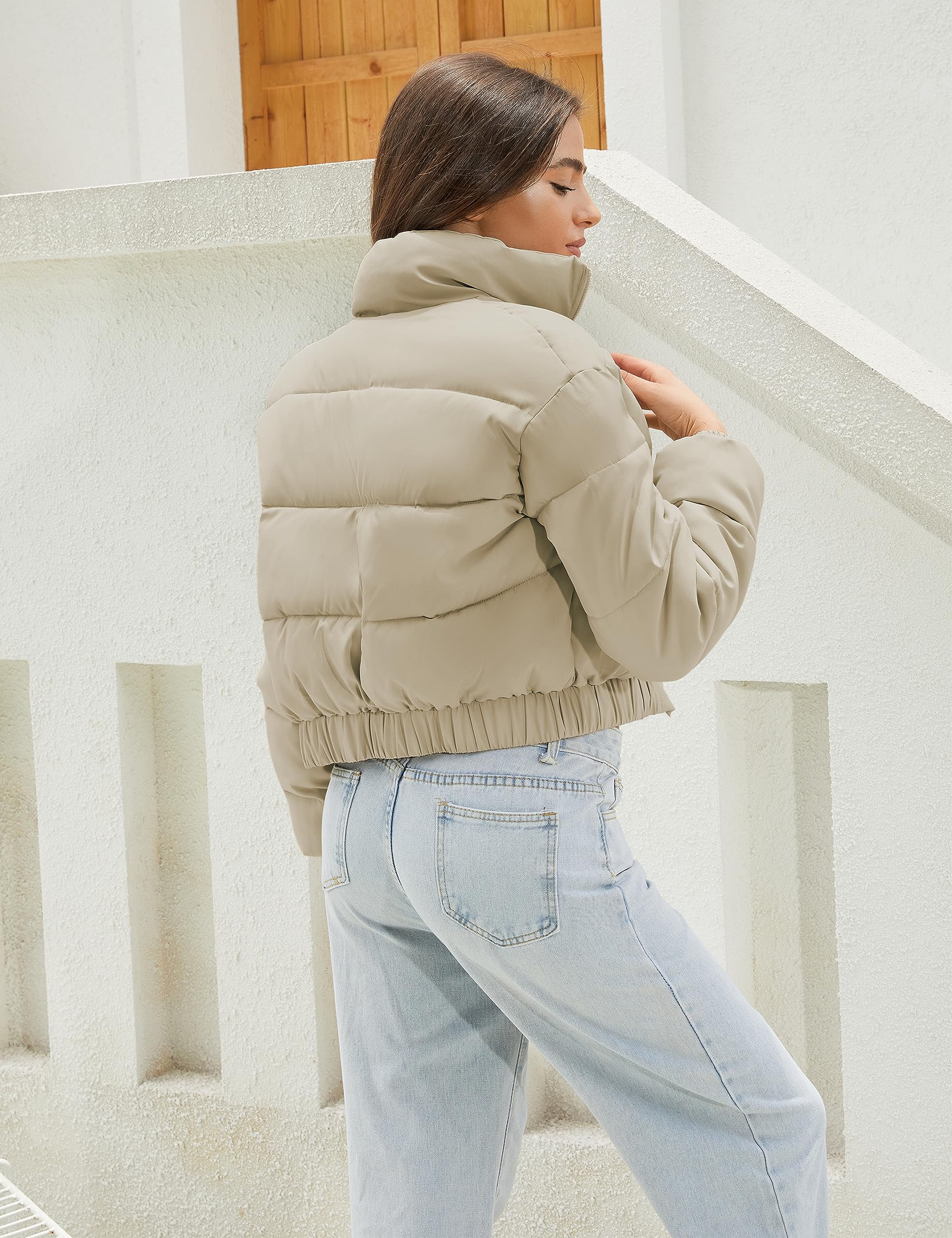 Athlisan Women's Cropped Puffer Jacket - Warm Winter Outerwear for Urban Fashion