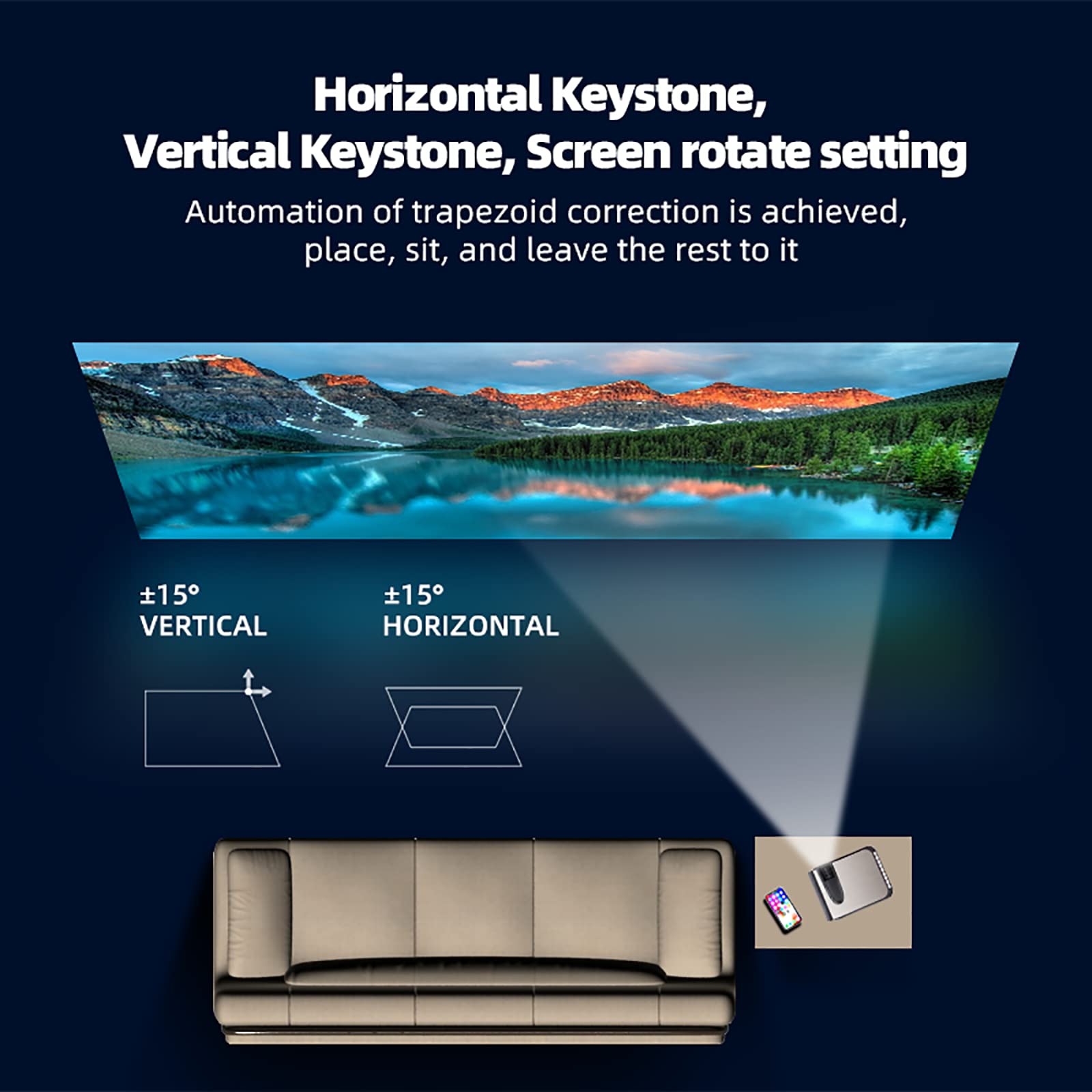 Full HD 1080P WiFi Bluetooth Projector with Built-in Speakers | 4K Support 4090×2160P | Smart AI Voice Control & Auto Keystone Correction | Home Theater Movie Projector for Indoor Entertainment, Backyard Movie Nights & Office Presentations