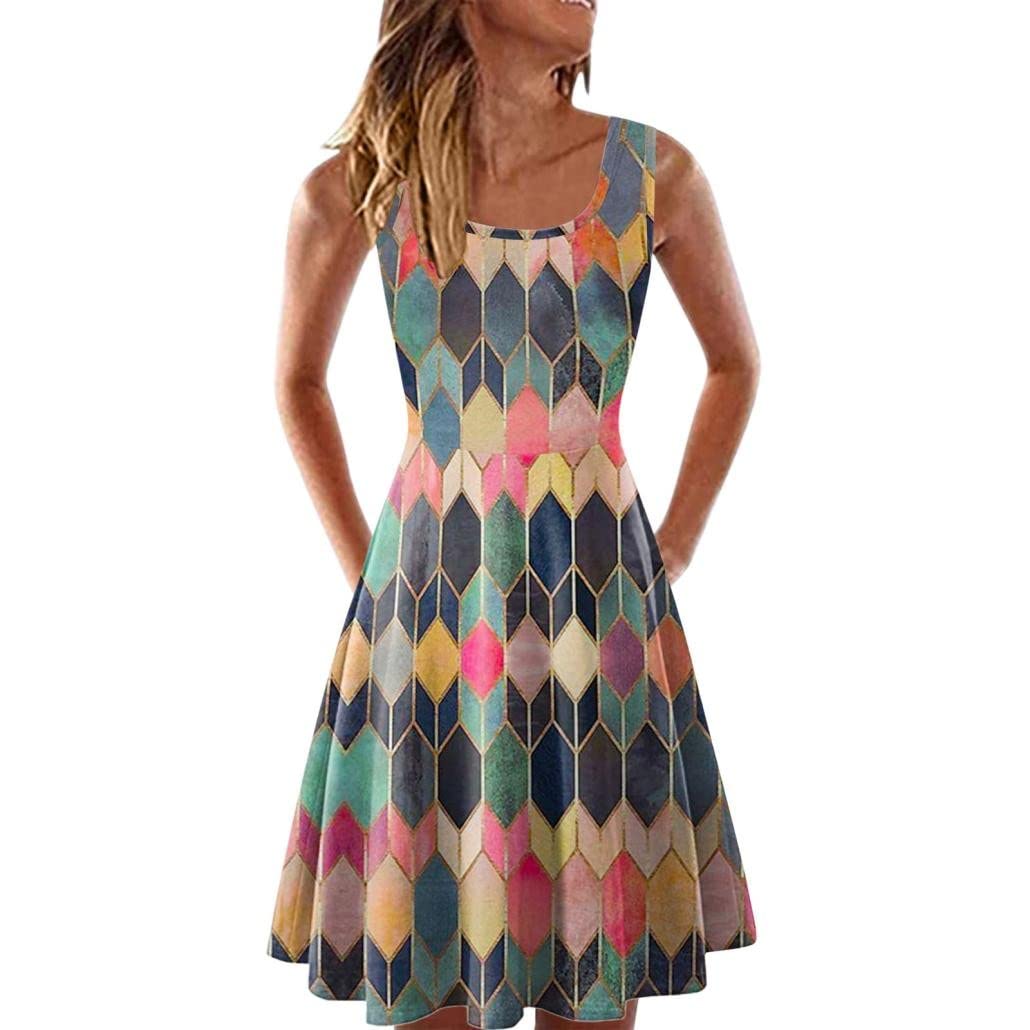 Women's Summer Beach Dress 2022 - Striped Print Cute Swing Sundress & Cover Up | Perfect for Vacations, Pool Parties & Tropical Getaways