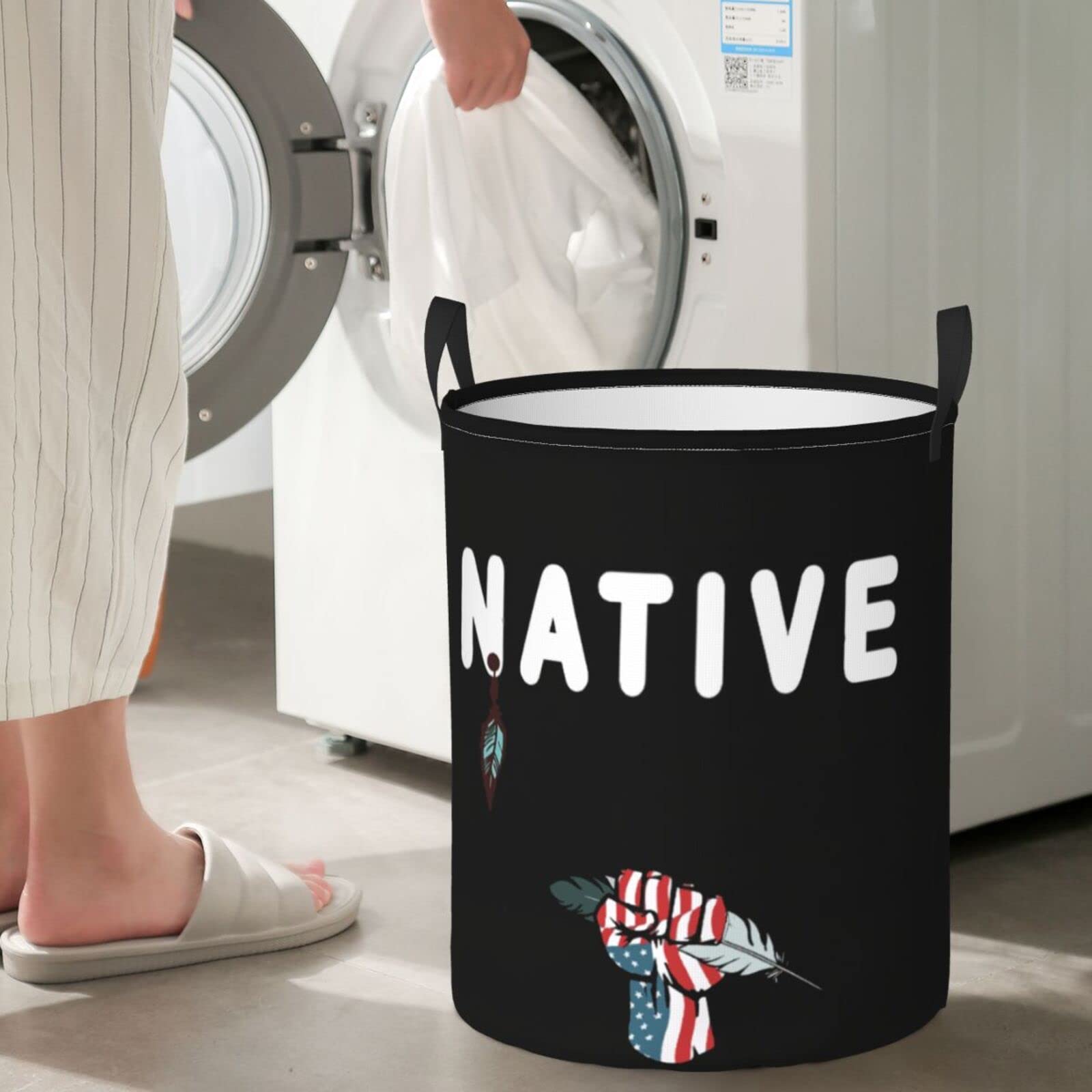 Large Native American Laundry Hamper Basket - Breathable Dirty Clothes Storage Bag for Bedroom, Bathroom & Laundry Room Organization