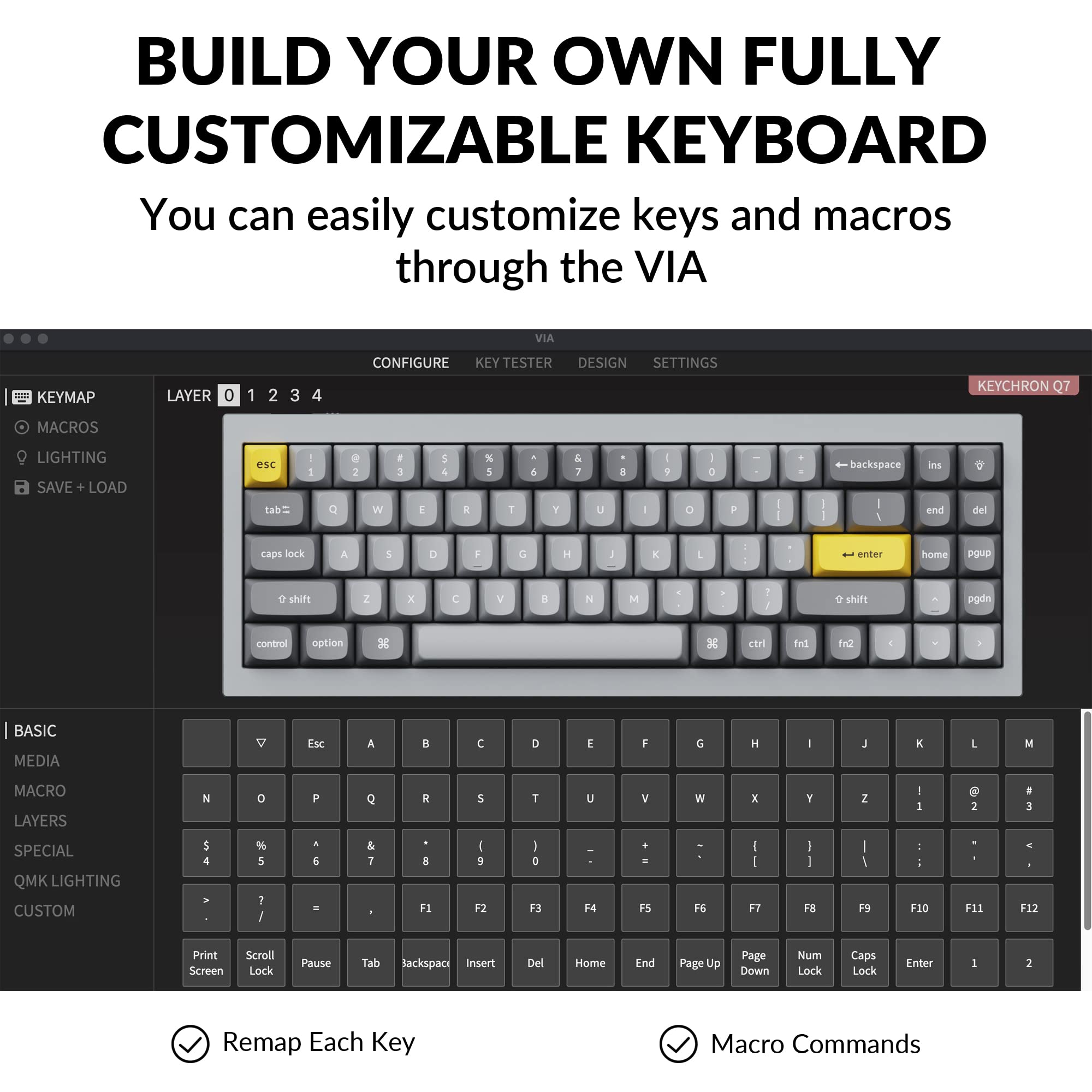 Keychron Q7 70% Wired Custom Mechanical Keyboard - Hot-Swappable Gateron G Pro Blue Switches, QMK/VIA Programmable, Double Gasket Design for Mac/Windows/Linux (Grey) | Perfect for Gaming, Coding & Office Work