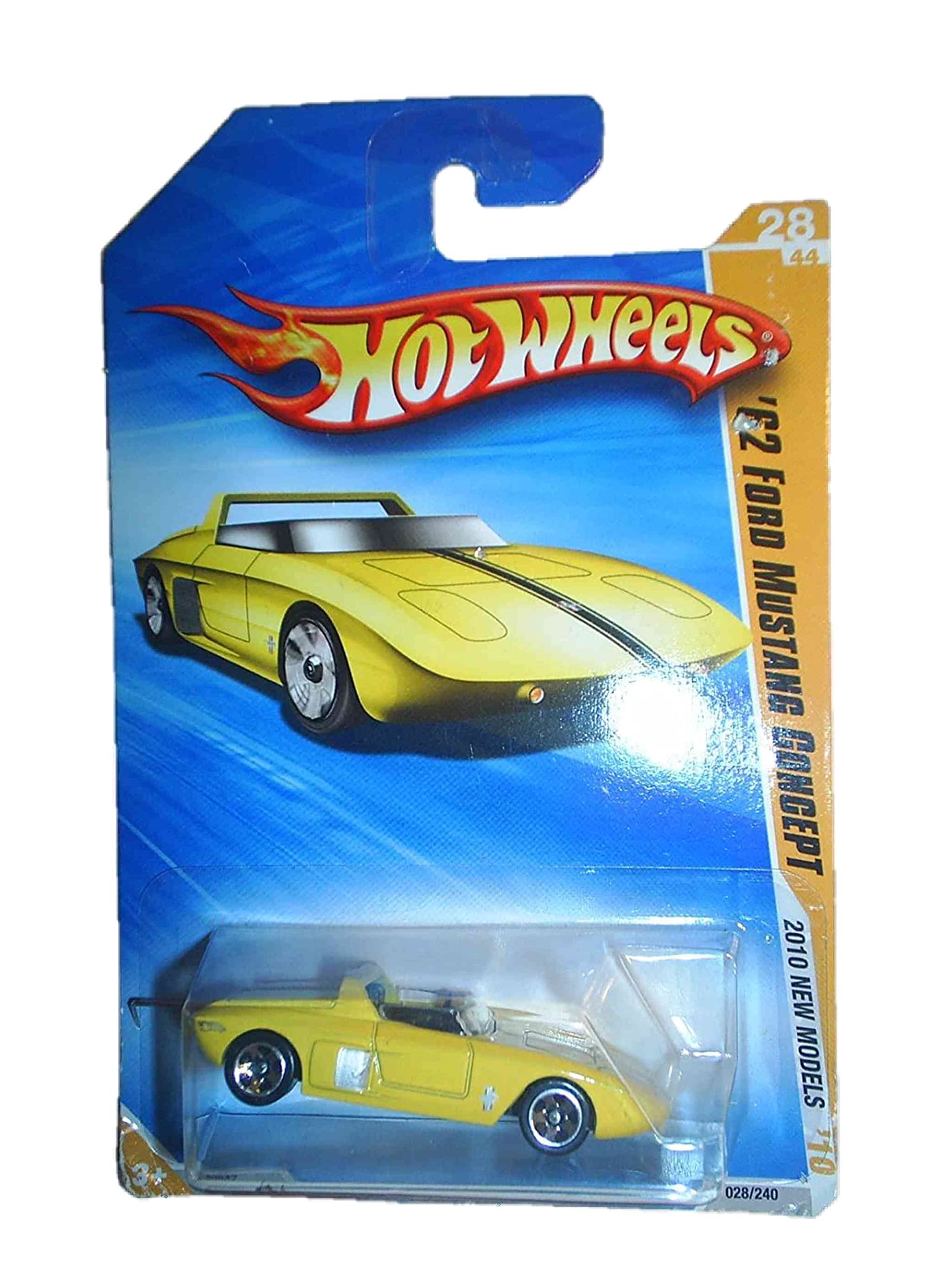 2010 Hot Wheels Yellow '62 Ford Mustang Concept Diecast Car - Collectible Toy for Kids & Adults, Perfect for Display, Gifts, and Racing Fun