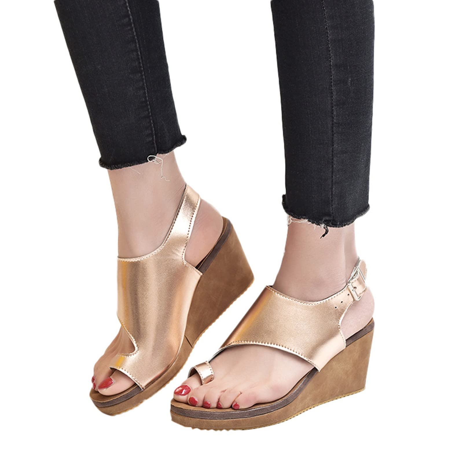 Xiart Women's Low Wedge Sandals - Comfortable Open Toe Heeled Sandals for Summer | Casual Walking, Beach Outings & Date Nights