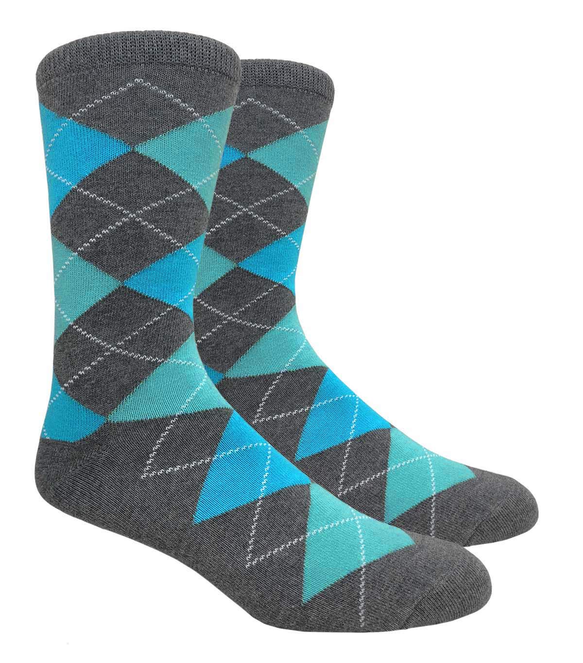 Premium Men's Argyle Dress Socks 3-Pack - Soft Cotton Blend Formal Socks for Business, Office & Wedding - Multiple Color Options (Black, Navy, Grey)