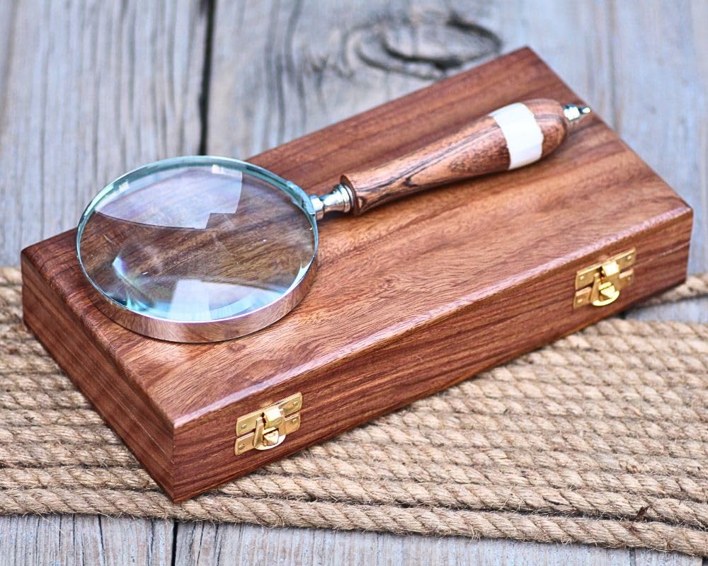 Personalized Engraved Magnifying Glass with Hardwood Gift Box - Unique Father's Day, Birthday, Retirement Gift for Dad - Perfect for Reading, Hobbies & Collectibles
