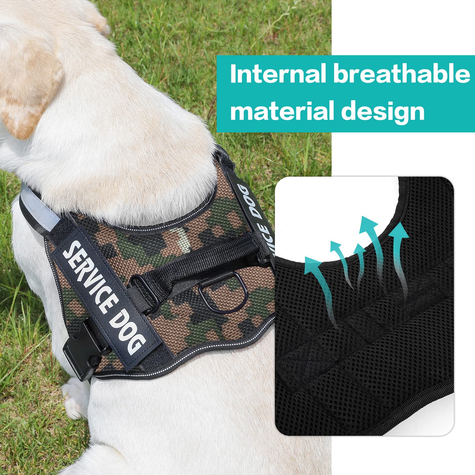 MUMUPET No Pull Service Dog Harness - Easy On/Off Adjustable Pet Vest with 3M Reflective Strips & Nylon Handle | Breathable Comfort for Small Medium Large Dogs | Perfect for Training, Walking & Outdoor Adventures