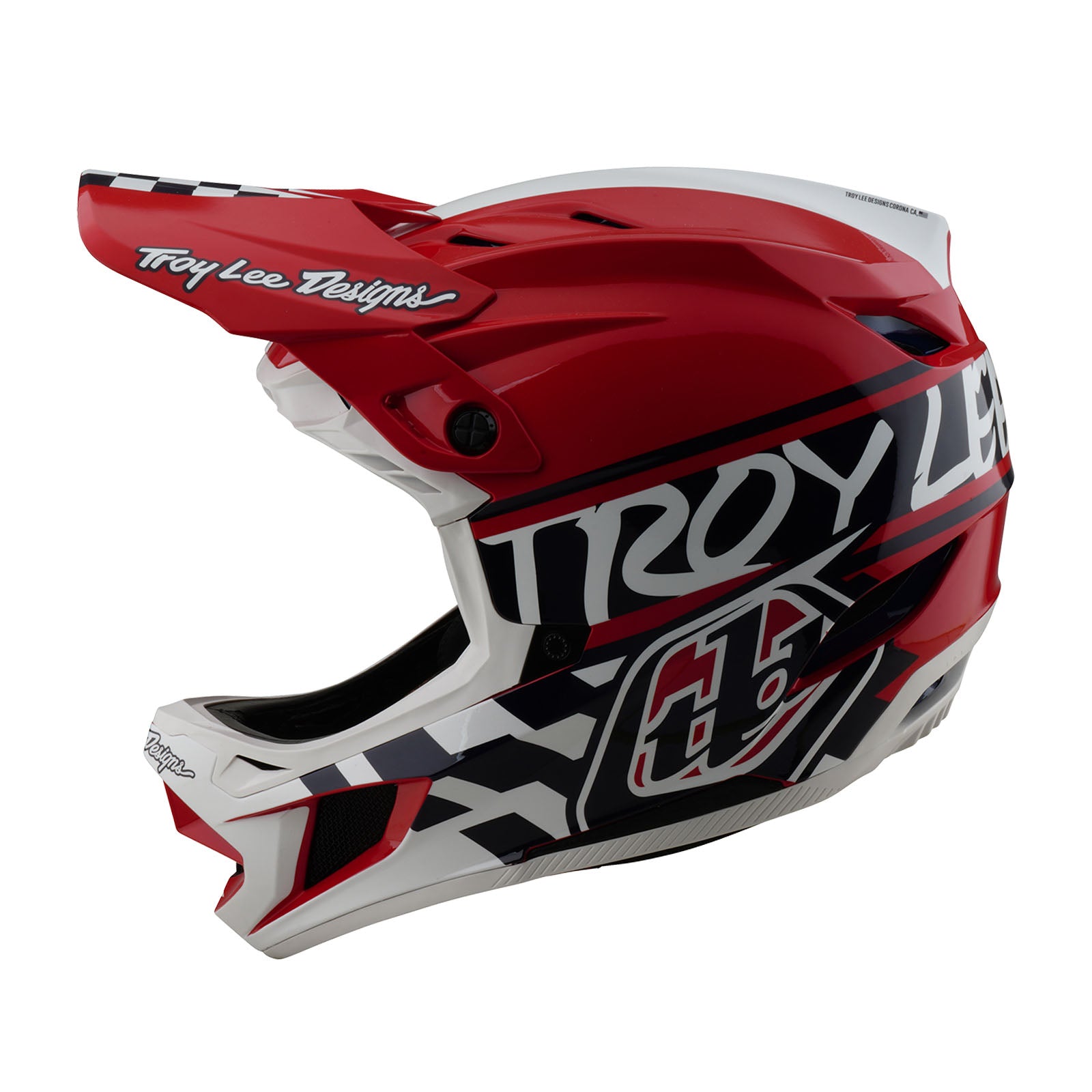 D4 Polyacrylite Helmet Fifty 50 White/Red - Motorcycle Racing, Cycling & Extreme Sports Safety Gear