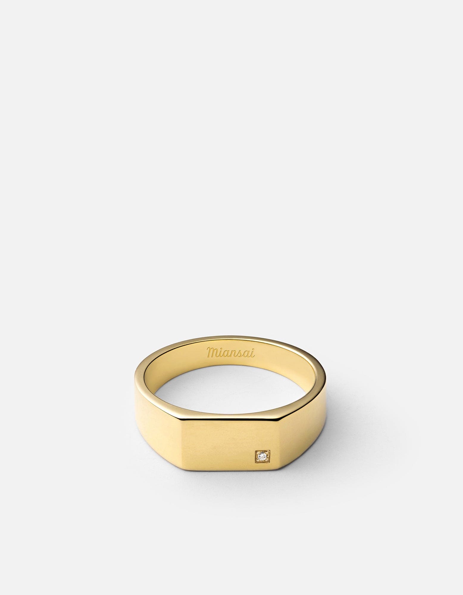 Geo Signet Diamond Ring - 14K Gold Vermeil Wedding Band for Women, Elegant Jewelry Gift for Anniversary, Engagement & Special Occasions
