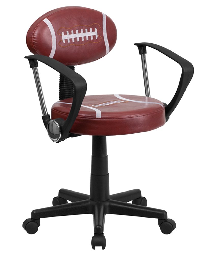 Flash Furniture Preston Adjustable Swivel Office Chair with Arms - Ergonomic Football Design for Home & Office Workspace