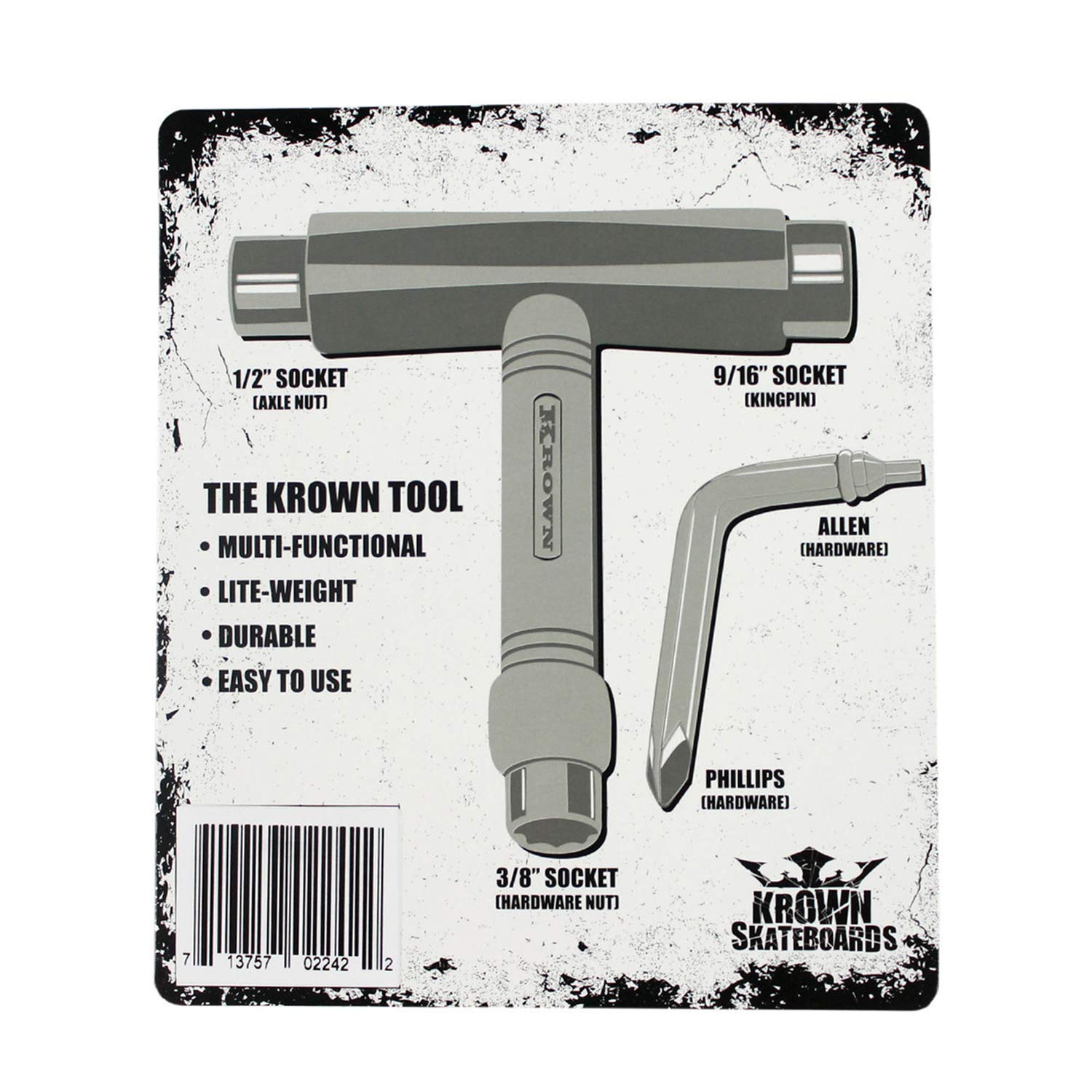 Krown Skateboard T-Tool - All-in-One Multi-Function Skateboard Tool for Adjusting Trucks, Wheels & Bearings - Perfect for Skateboard Maintenance & On-the-Go Repairs