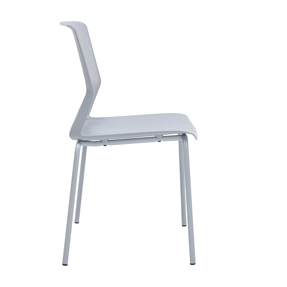 Modern Grey Stackable Chairs Set of 4 - Wide Seat Plastic Dining Chairs for Office, Conference Room & Home | Durable Guest Chairs for Living Room, Waiting Area & Classroom Use