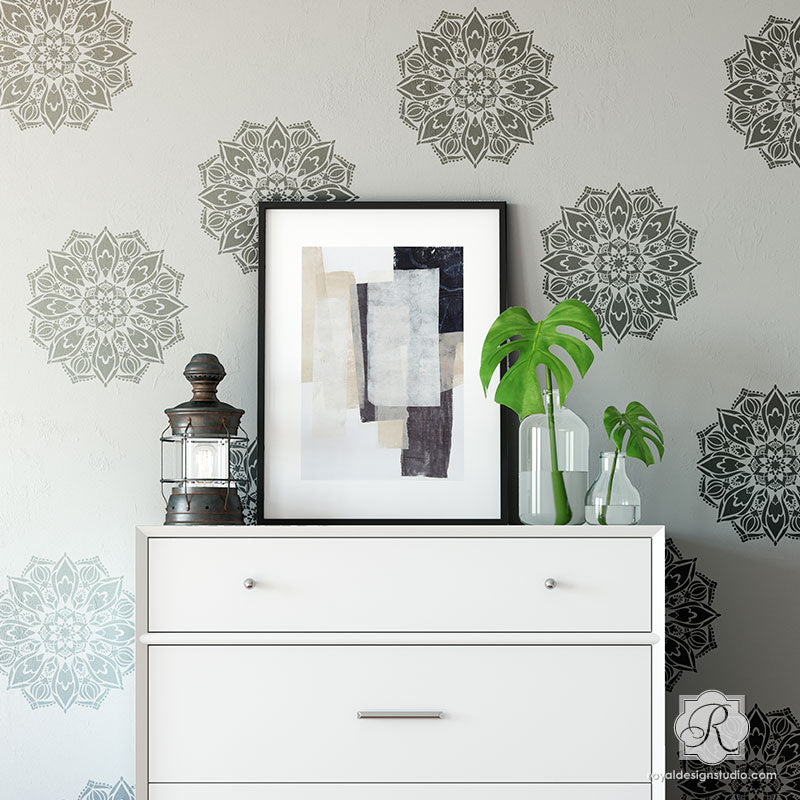 Bhakti Mandala Stencil - Premium Reusable Wall Art Stencil for DIY Home Decor, Yoga Studios & Meditation Spaces