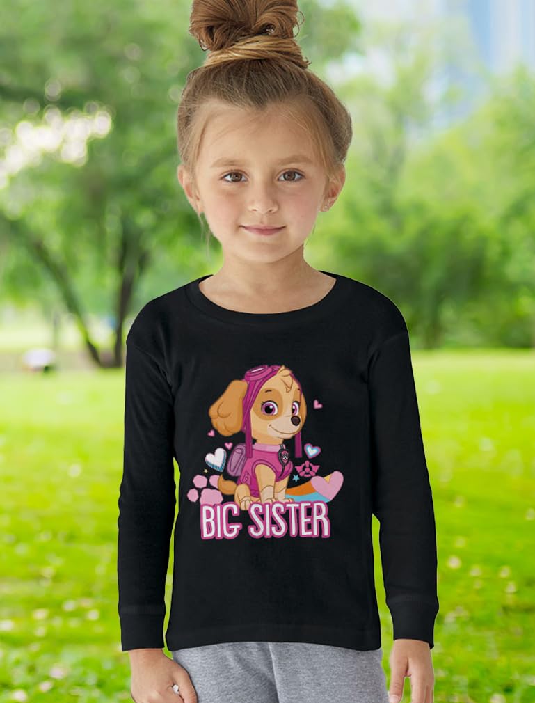 Paw Patrol Skye Big Sister Sibling Girls Toddler Kids Long Sleeve T-Shirt - Cute Cartoon Character Tee for Toddler Girls - Perfect for Sibling Matching Outfits, Birthday Gifts & Playdates
