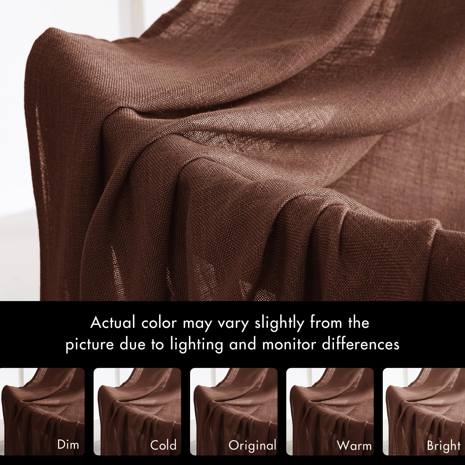 MIULEE 24 Inch Cafe Curtains - Farmhouse Style Short Linen Semi-Sheer Kitchen & Bathroom Window Treatments - Rod Pocket Tier Curtains (2 Panels, 26x24 Inches, Chocolate Brown) - Perfect for Small Windows in Kitchen, Bathroom, Basement & Breakfast Nook