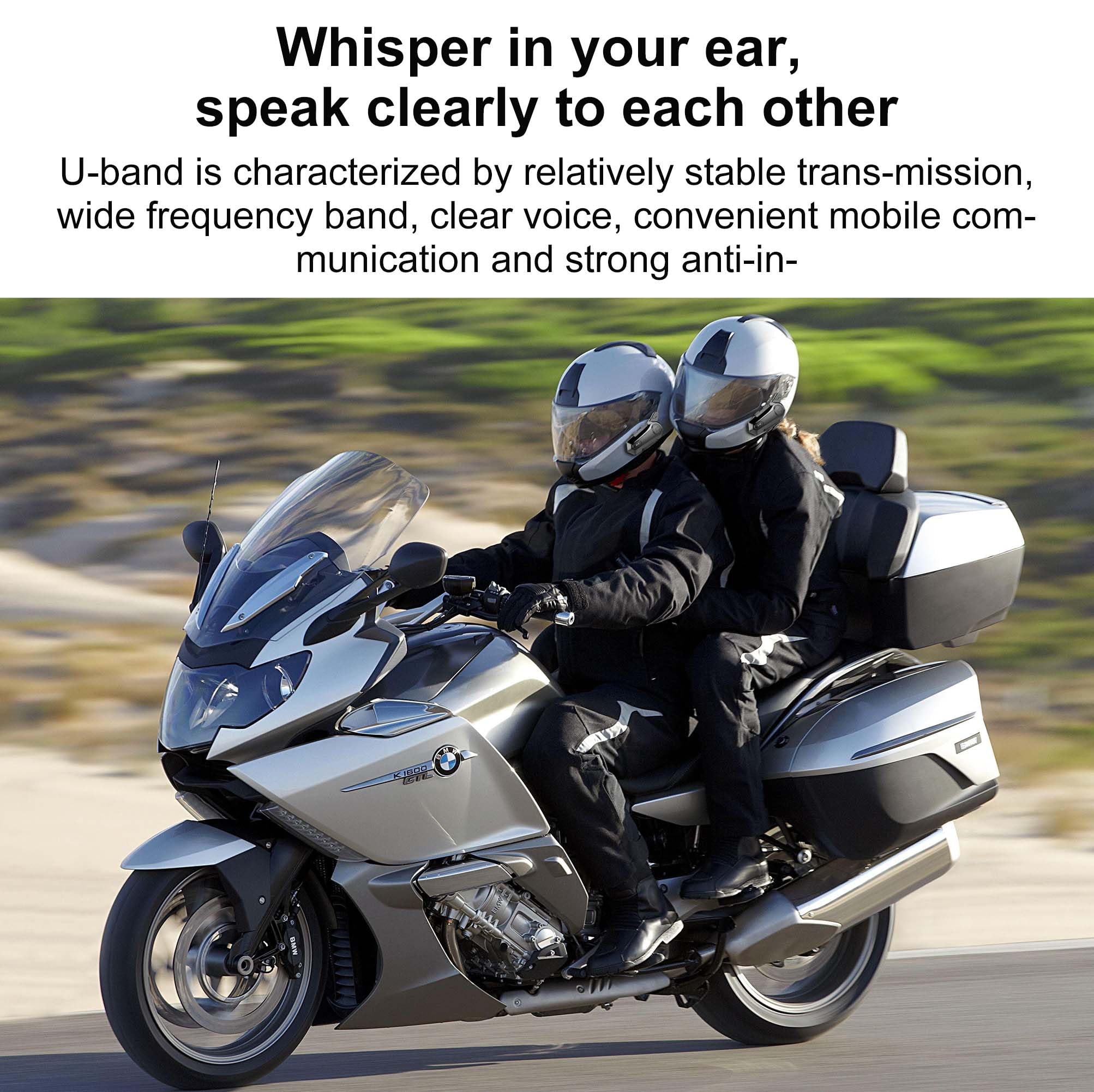 Wireless Motorcycle Bluetooth Headset - 400M Intercom Headphones with CVC Noise Cancellation & Stereo Music | IPX6 Waterproof for Half/Open Face Helmets (2 Pack) | Perfect for Group Riding, Commuting & Adventure Tours