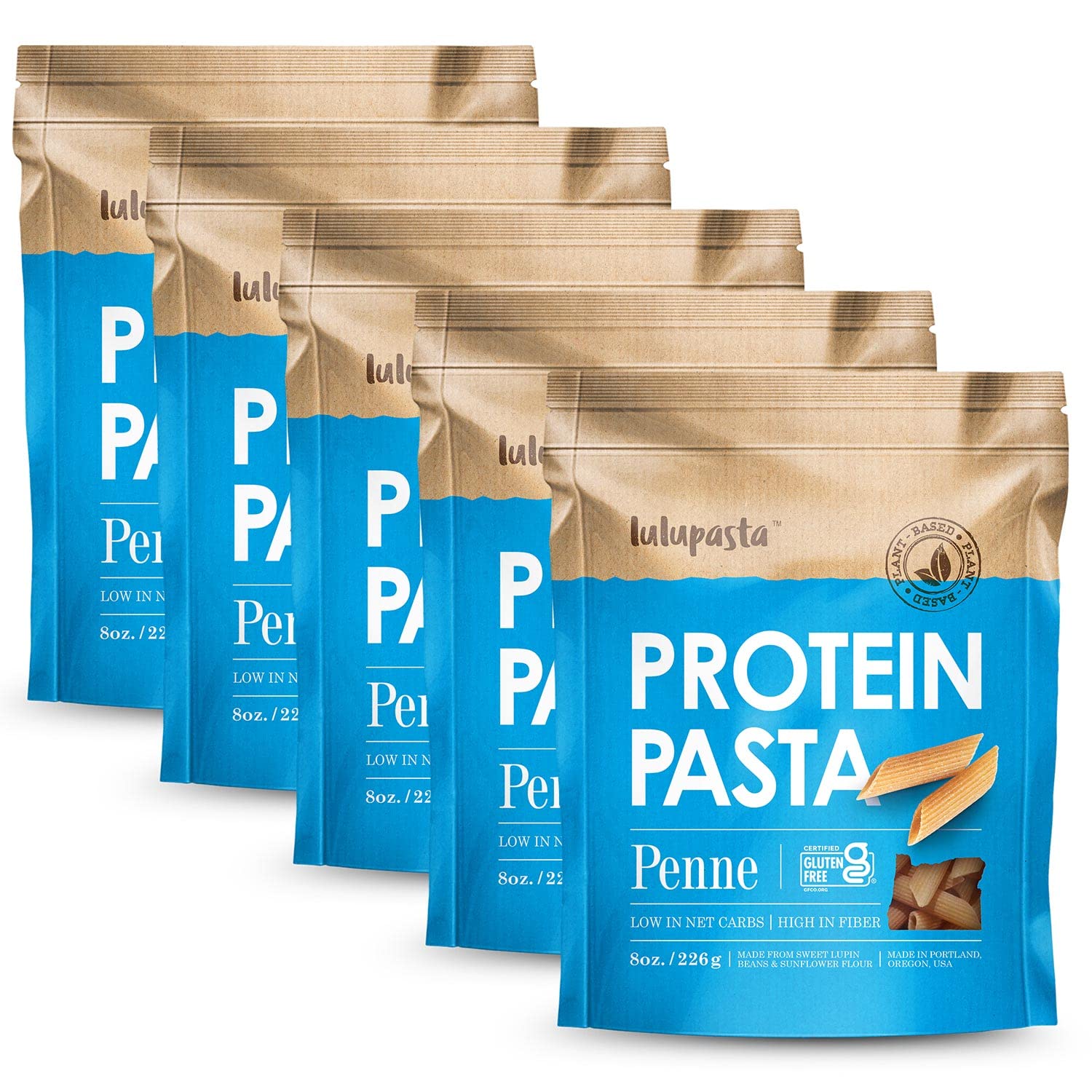 High Protein Pasta - 19g Protein, Lupin & Sunflower Flour, 4g Net Carbs, Gluten Free, Keto & Low Carb Friendly (Penne, 5 Pack) | Perfect for Keto Diet, Weight Loss & Healthy Meal Prep