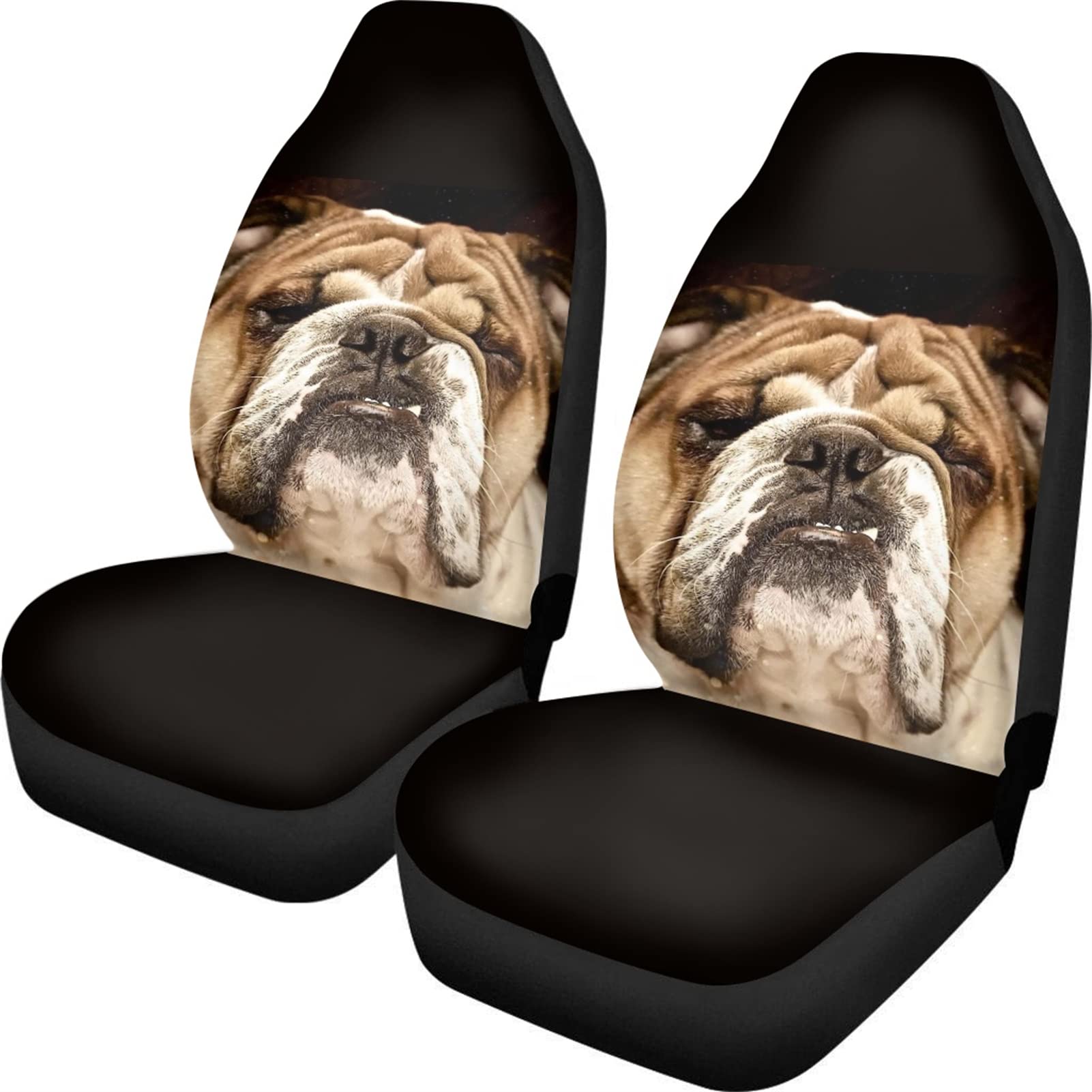 INSTANTARTS American Bulldog Print Car Seat Covers - High Back Universal Fit, 2-Piece Set for Front Seats | Durable Vehicle Protector & Auto Interior Accessories | Perfect for Pet Owners & Truck Enthusiasts