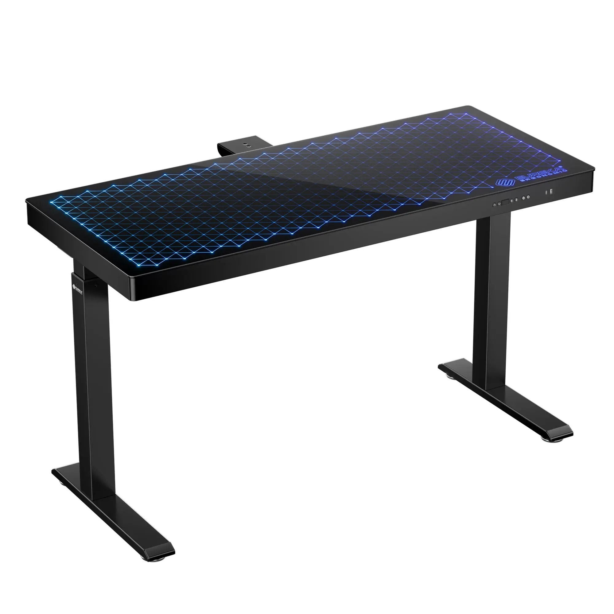 GTG G55 Tempered Glass Standing Desk for Gaming & Work - 55x23 Inches, Ergonomic Height Adjustable Computer Desk - Perfect for Home Office, Streaming & Esports Setup