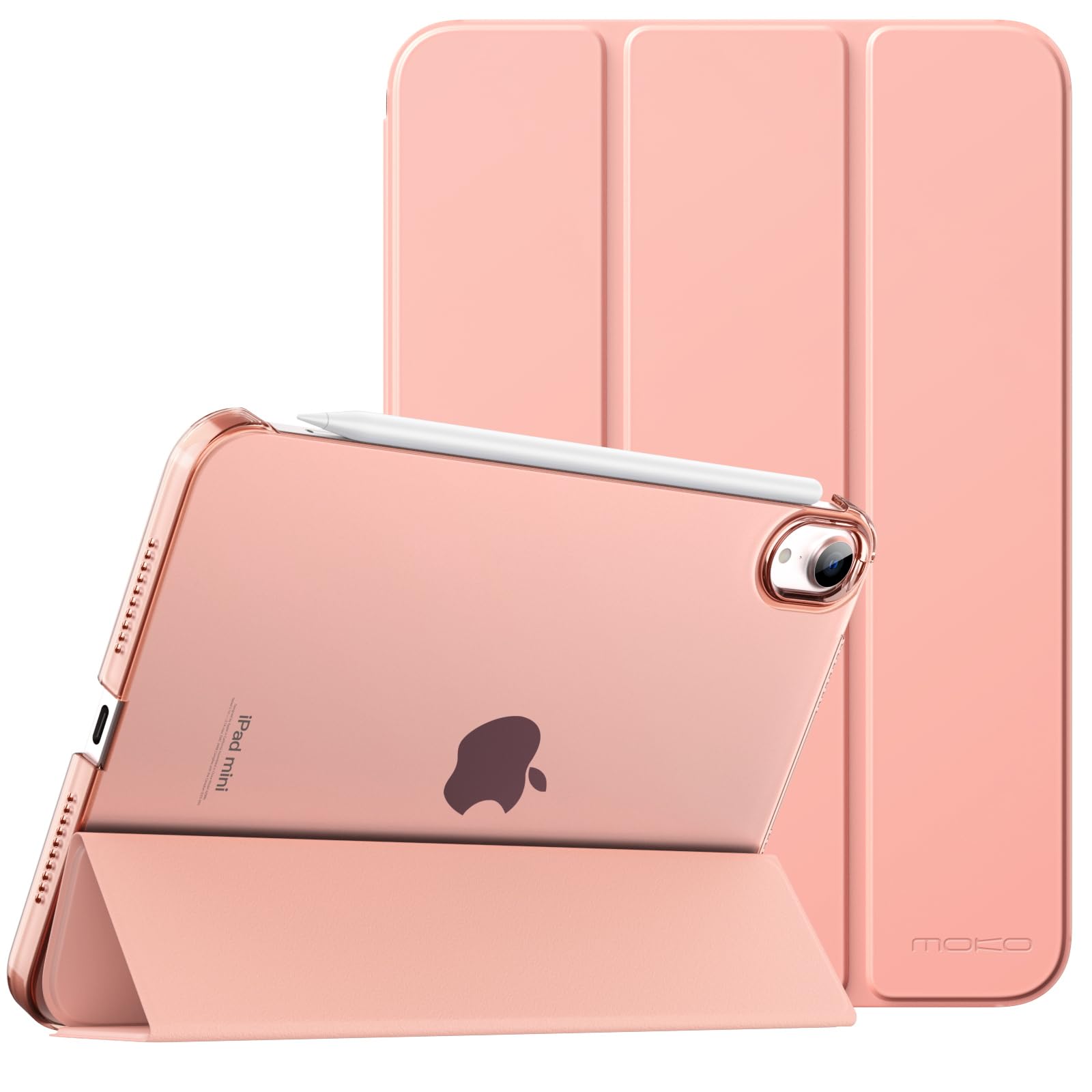 MoKo Slim Lightweight iPad Mini 7 (A17 Pro) & iPad Mini 6 Case - 8.3 Inch Protective Hard Back PC Shell Cover with Auto Wake/Sleep & Touch ID Support - Apricot Orange - Perfect for Work, Travel & Everyday Use