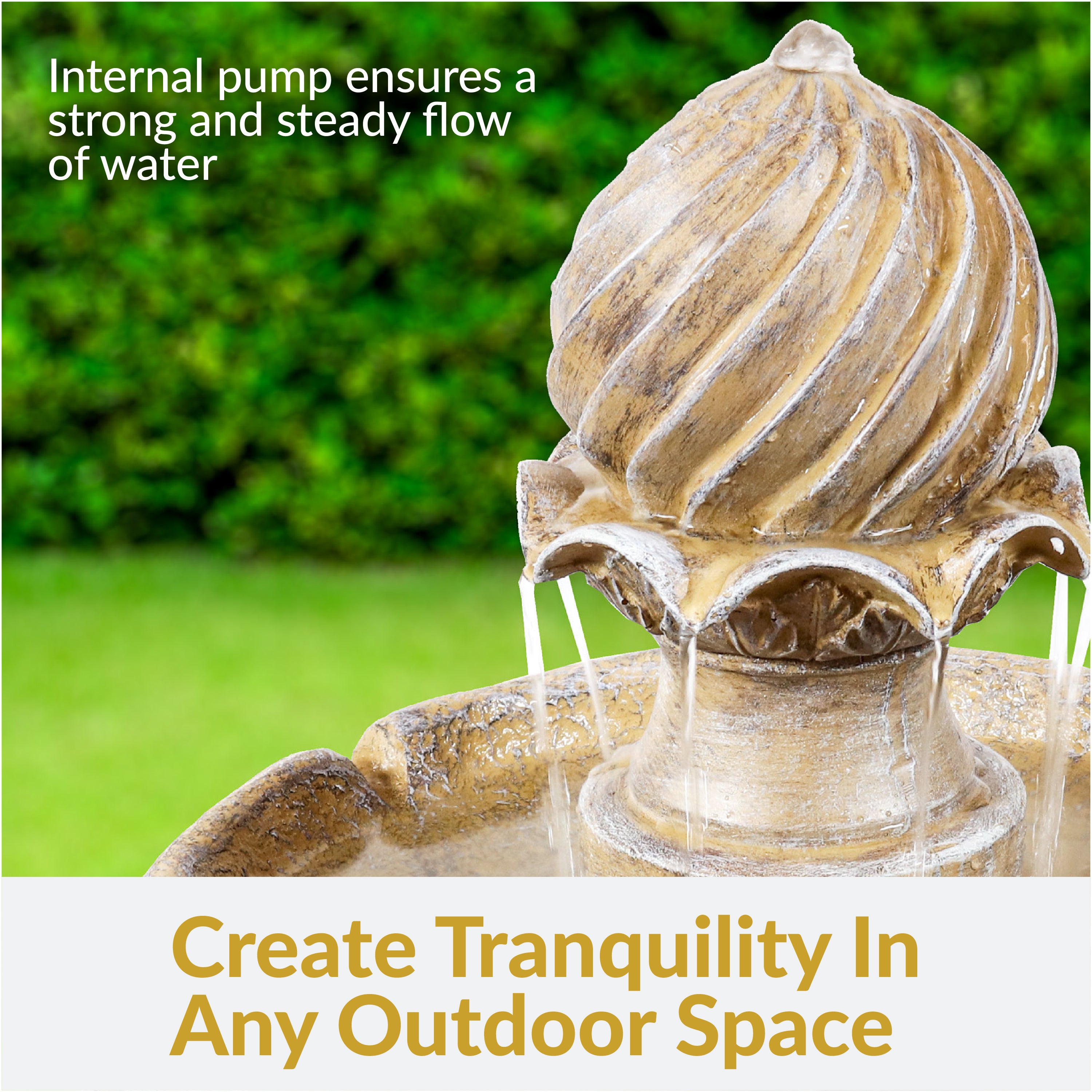 Sunnydaze 2-Tier Solar Powered Outdoor Water Fountain with Battery Backup - Perfect for Garden, Patio, and Backyard Decor
