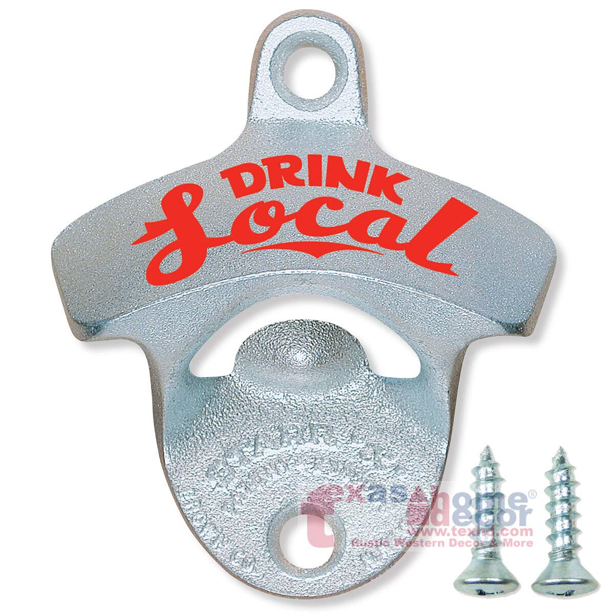 Vintage Cast Iron Wall Mounted Bottle Opener - Zinc Plated with Screws for Home Bar, Kitchen & Outdoor Entertaining | Unique Drink Local Decor for Beer & Wine Lovers