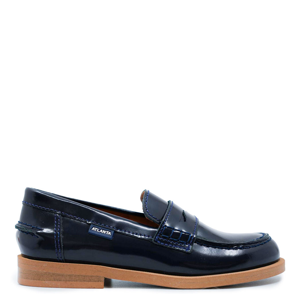 Men's Atlanta Moccasin Loafers - Navy Blue Florentine Penny Loafers | Comfortable Slip-On Dress Shoes for Business, Casual & Travel