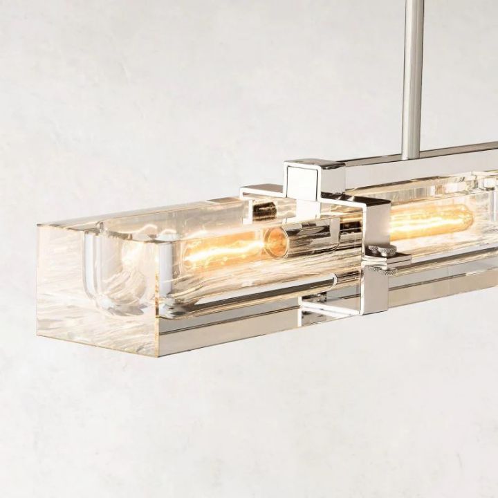 Eloise 48-Inch Linear Chandelier - Modern Crystal Pendant Lighting Fixture for Dining Room, Kitchen Island & Bedroom