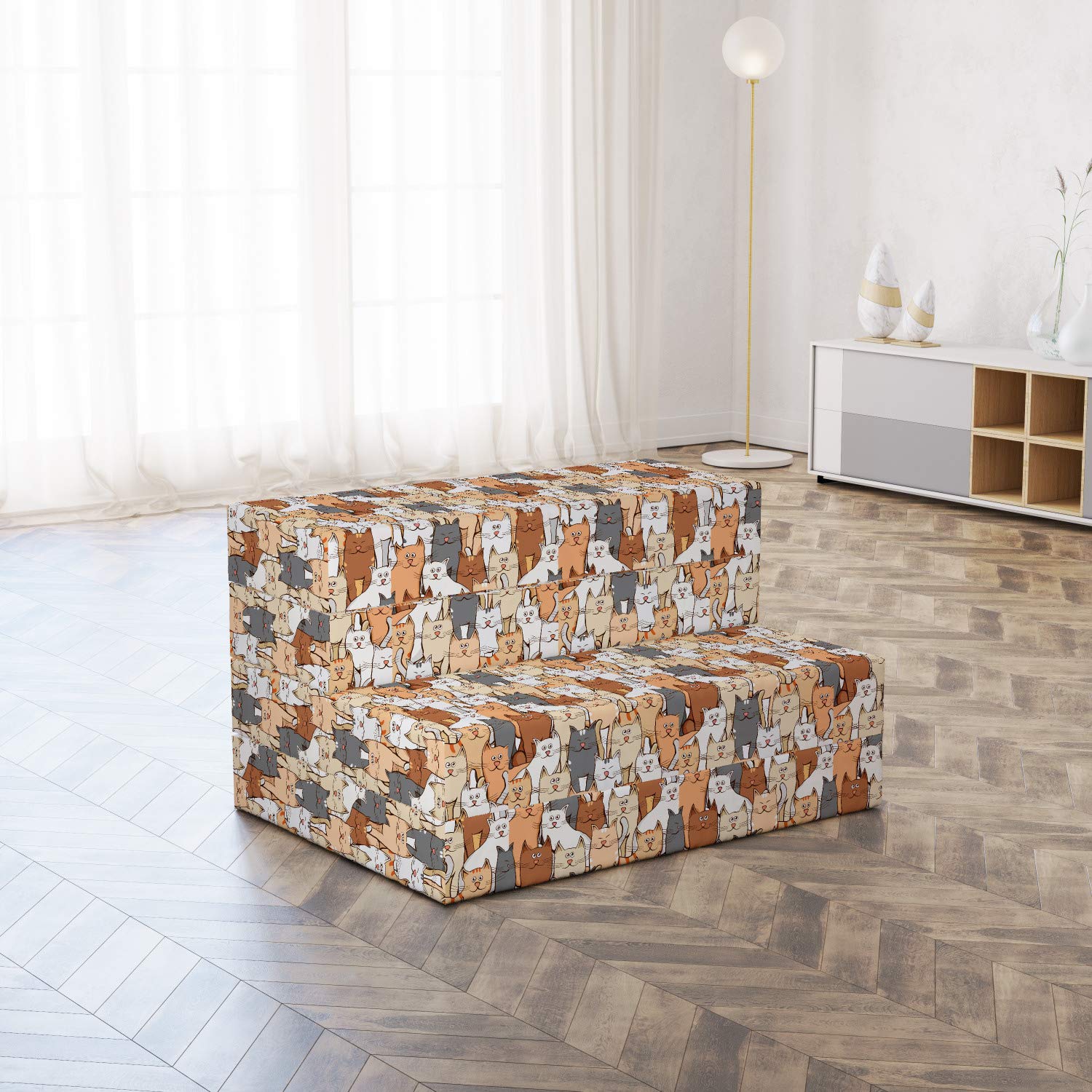 Ambesonne Foldable Mattress with Happy Kittens Pattern - 74.8