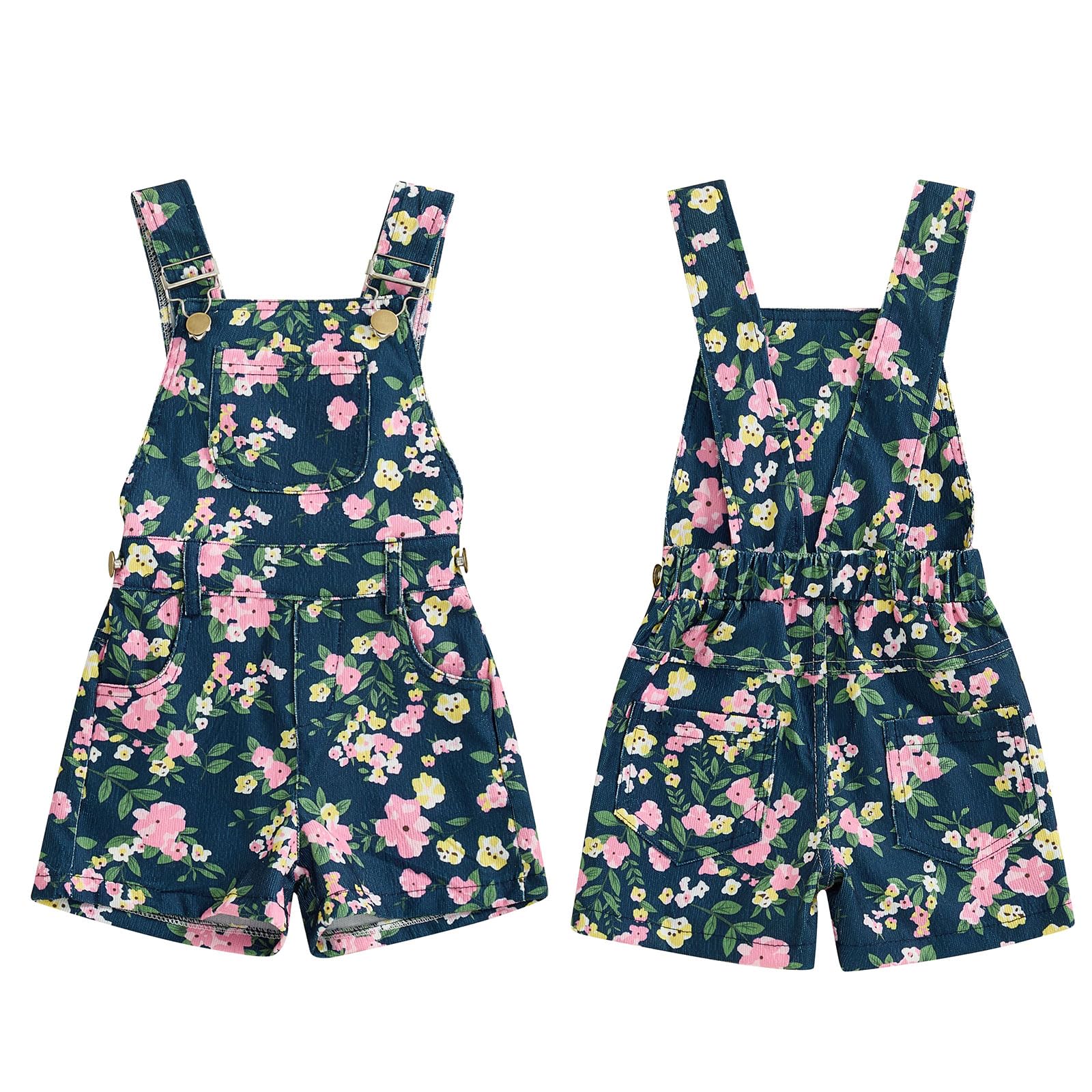 Adorable Toddler Baby Girls Floral Jumpsuit - Sleeveless Suspenders Romper Overall Shorts for Summer | Perfect for Playdates, Beach Outings & Family Photos