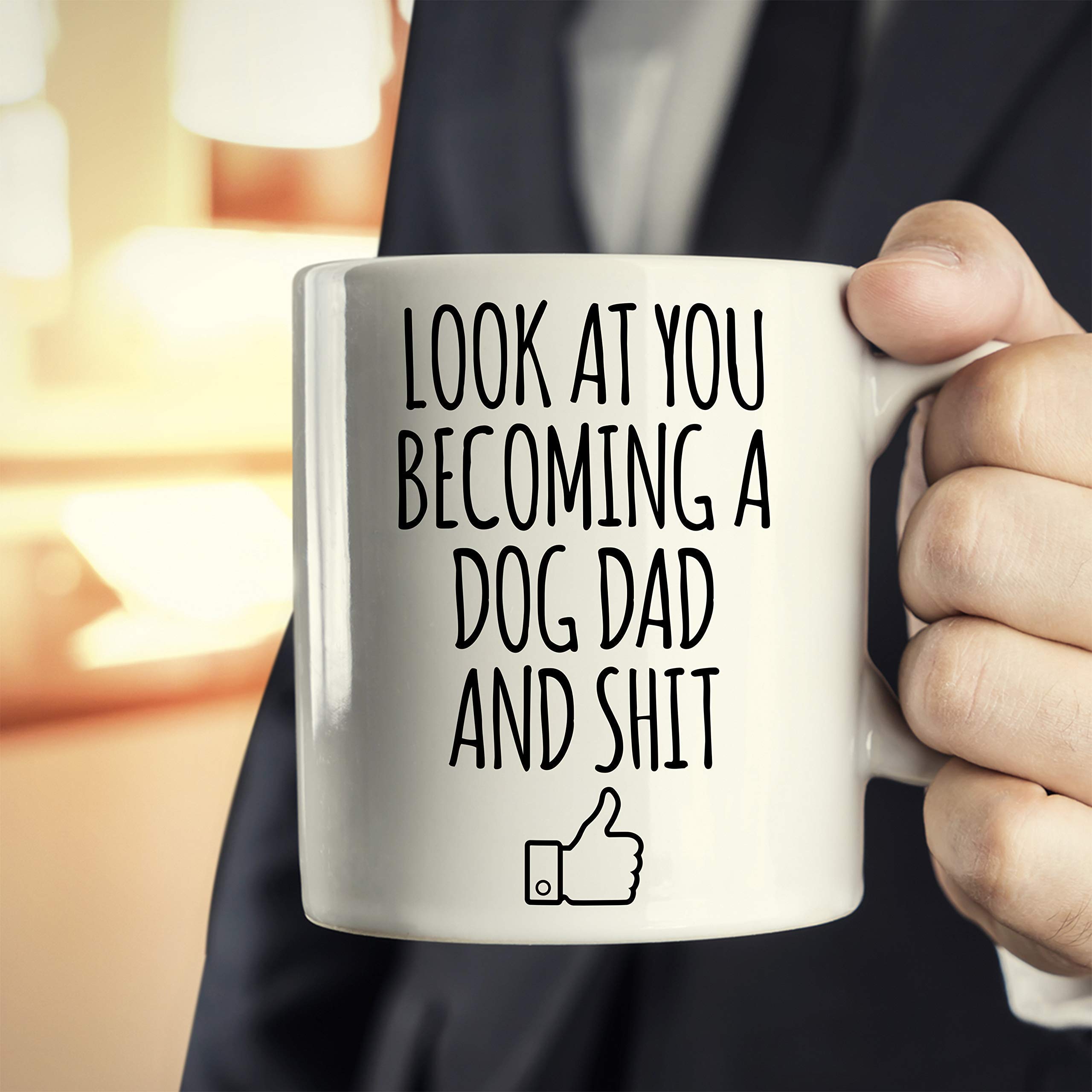 Funny Dog Dad Coffee Mug - Sarcastic 'Look At You Becoming A Dog Dad' Ceramic Cup for K-9 Lovers | Perfect Gift for St Patrick's Day, Christmas & Birthdays | Great Pet Themed Present for Dog Owners | Enjoy Your Morning Coffee with This Humorous Cup