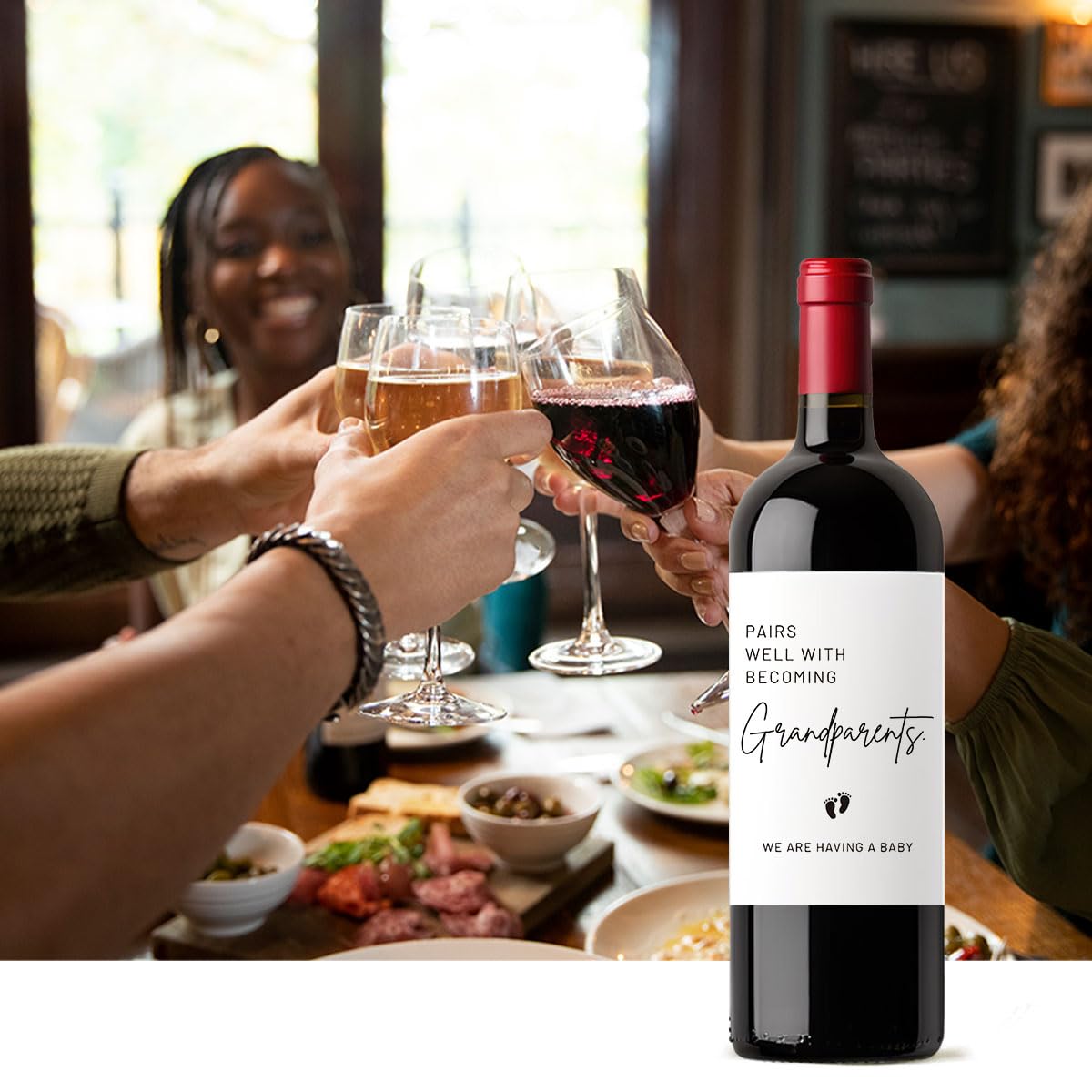 12 Pcs Pregnancy Announcement Gifts for Grandparents - Funny Wine Labels to Celebrate Becoming New Grandparents | Perfect for Baby Reveal Parties & Gender Reveal Gifts