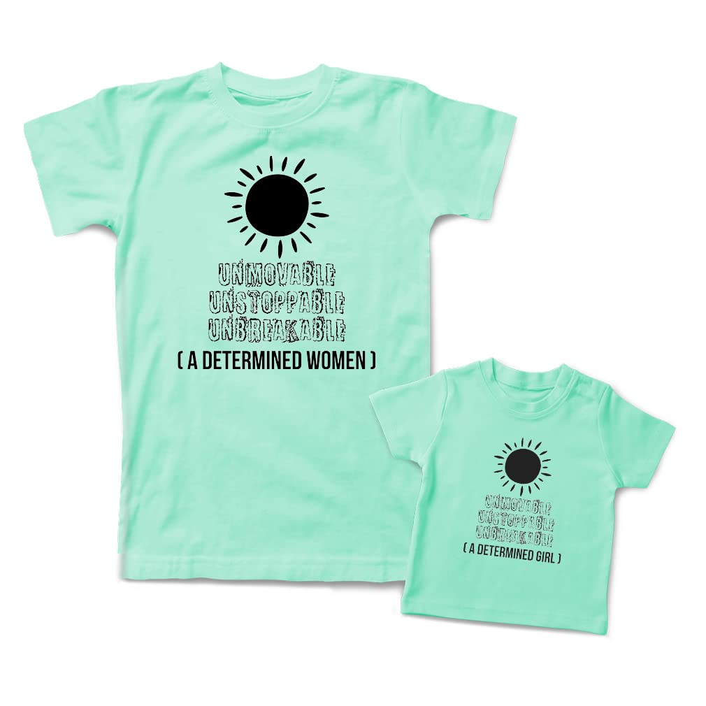 Mommy and Me Matching Outfits - Unmovable Unstoppable Unbreakable Cotton T-Shirts for Mother's Day | Perfect for Family Photos & Special Occasions