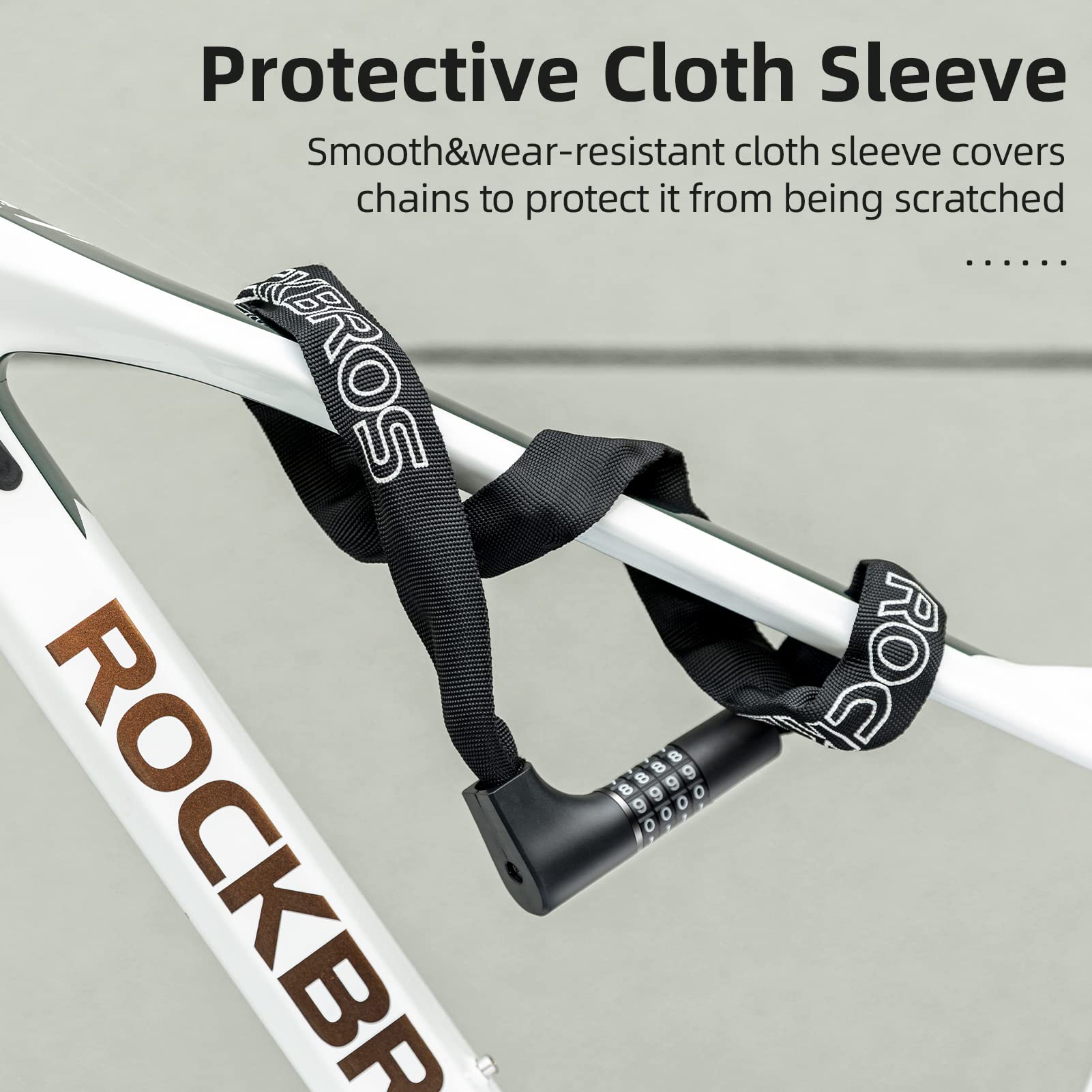 ROCKBROS Heavy Duty Anti-Theft Bike Lock - 3.2FT High Security Bicycle Chain Lock with Resettable Combination & 2 Keys for Bikes, Motorcycles, Scooters - Perfect for Outdoor Cycling, Garage Storage, and Home Security Protection