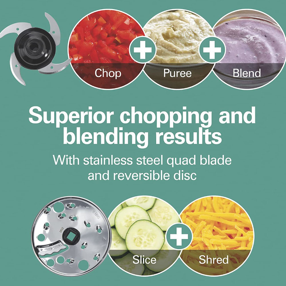 Hamilton Beach 70510 Stack & Snap Compact Food Processor - 3-Cup Capacity, Easy Storage, Perfect for Chopping, Slicing & Pureeing - Ideal for Small Kitchens, Meal Prep & Baby Food Making