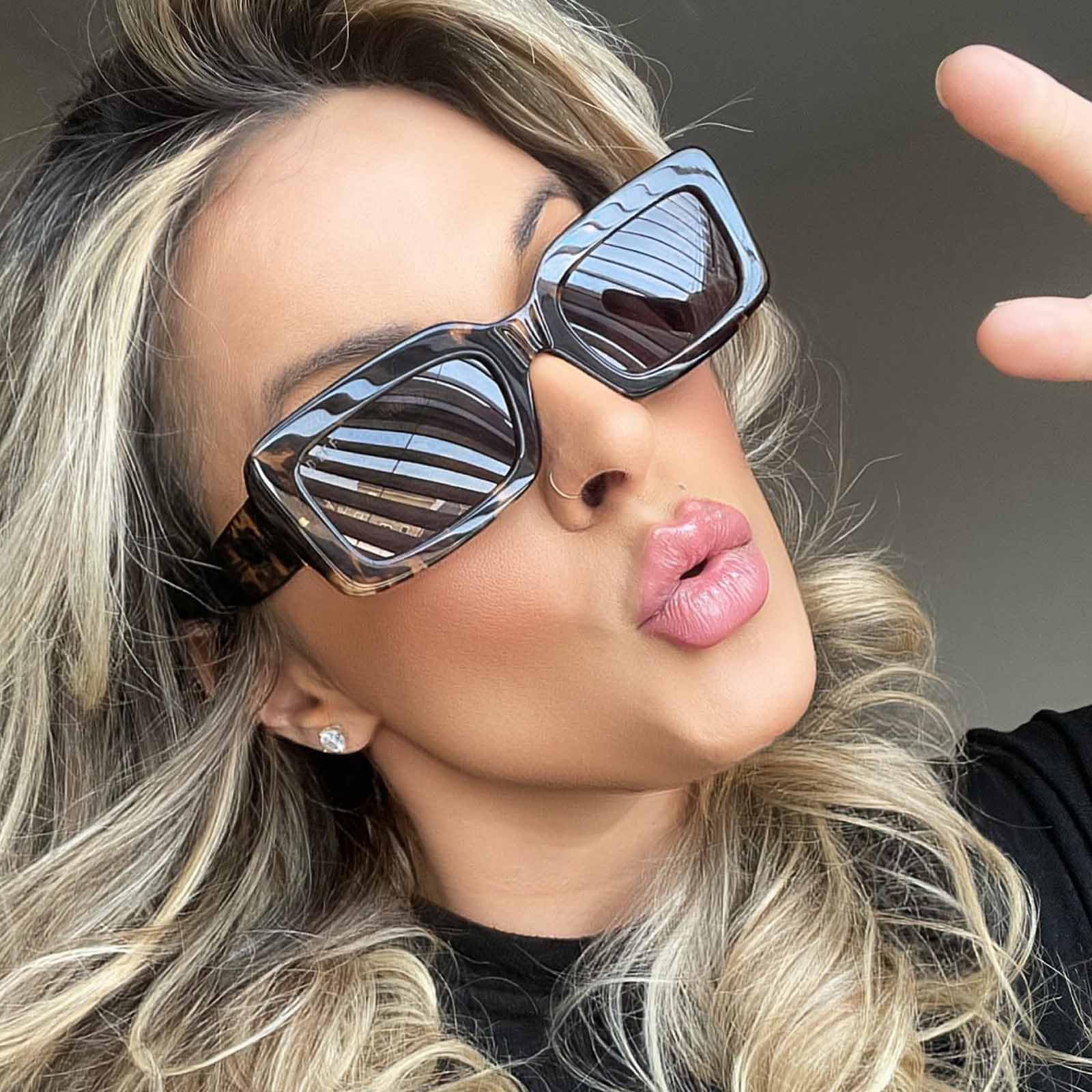 DIFF Indy Designer Women's Rectangular Sunglasses - UV400 Protection for Sun Safety - Perfect for Outdoor Activities, Beach, Driving & Fashion Accessories