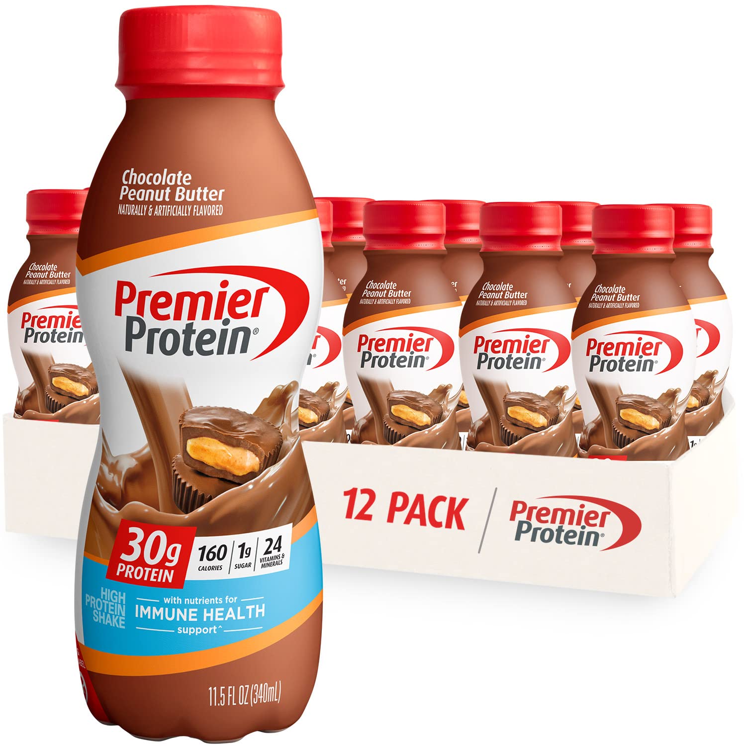 Premier Protein Shake Bundle - Chocolate Peanut Butter & Bananas & Cream (12 Count Each) | 30g Protein, 24 Vitamins & Minerals | Post-Workout Recovery, Meal Replacement, On-the-Go Nutrition