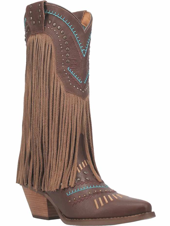 Dingo DI737 Women's Gypsy Leather Boots - Brown Cowboy Boots for Western Fashion & Country Dancing