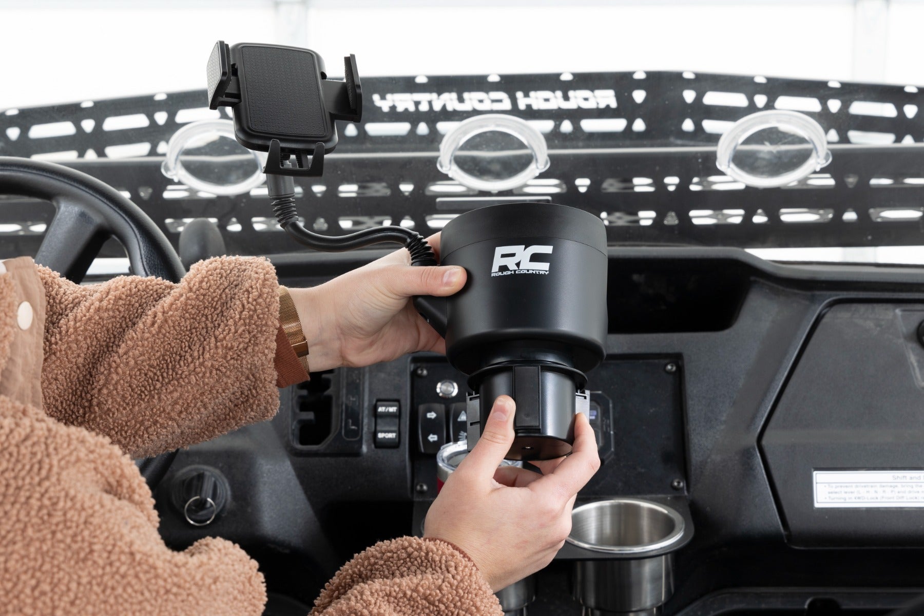 2 in 1 Expanding Cup Holder and Phone Stand - Portable Car Accessories for Coffee, Drinks & Smartphones | Perfect for Road Trips, Commuting and Travel