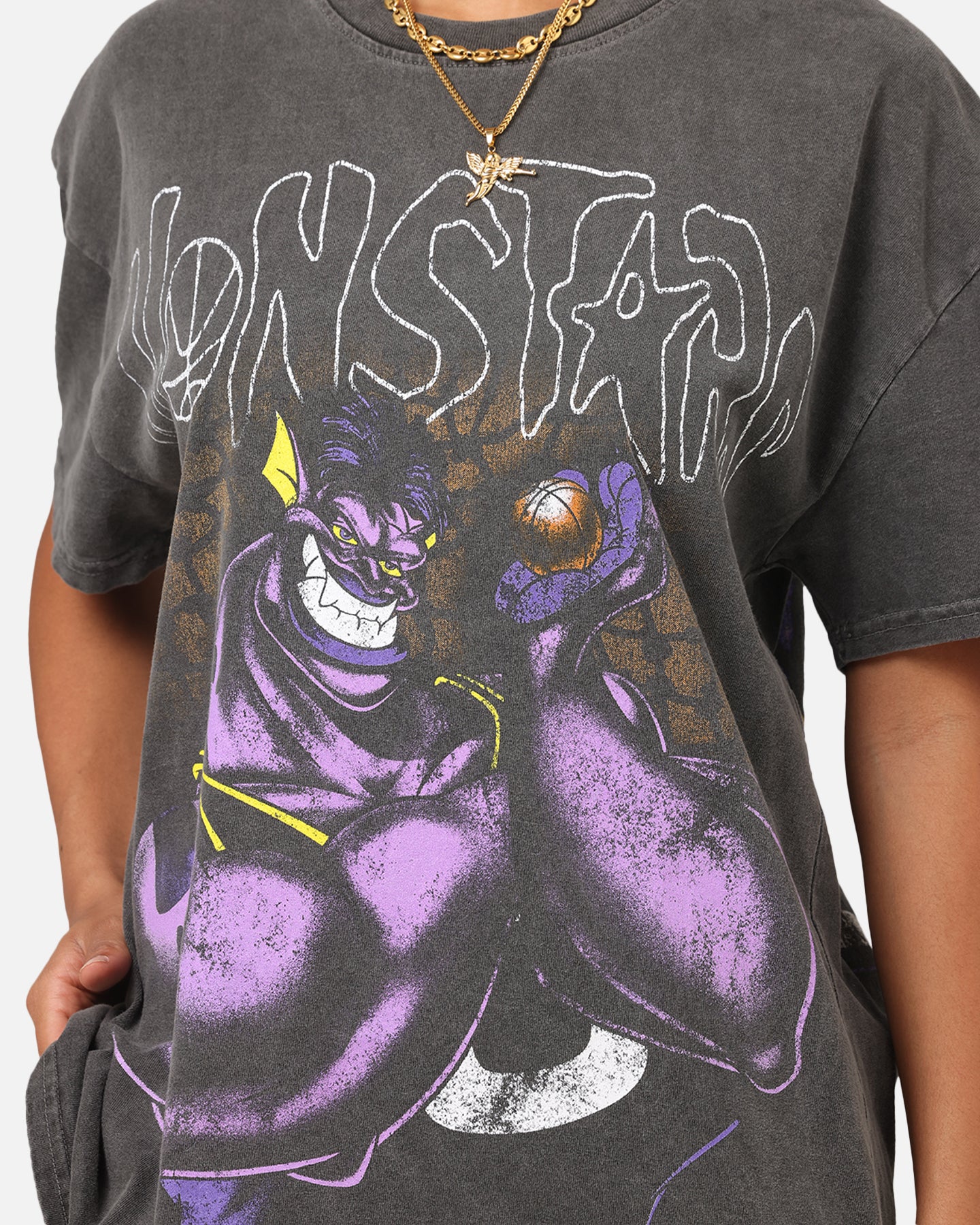 Vintage Space Jam Monstars Heavyweight T-Shirt - Black Wash | American Thrift Style | Perfect for Basketball Fans & 90s Retro Fashion Lovers