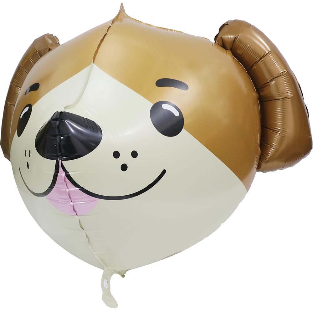 4D Animal Dog Head Shaped Balloons - 4 Pack 22'' Brown Cartoon Dog Foil Balloons for Puppy Birthday Party, Baby Shower, Dog Themed Decorations & Pet Celebration Supplies | Perfect for Indoor & Outdoor Decor, Photo Backdrops, and Festive Events