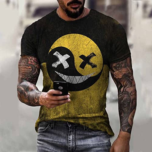 Men's Muscle Fit Short Sleeve Printed Graphic T-Shirt - Gym Workout & Casual Streetwear Fashion Top for Fitness & Everyday Wear