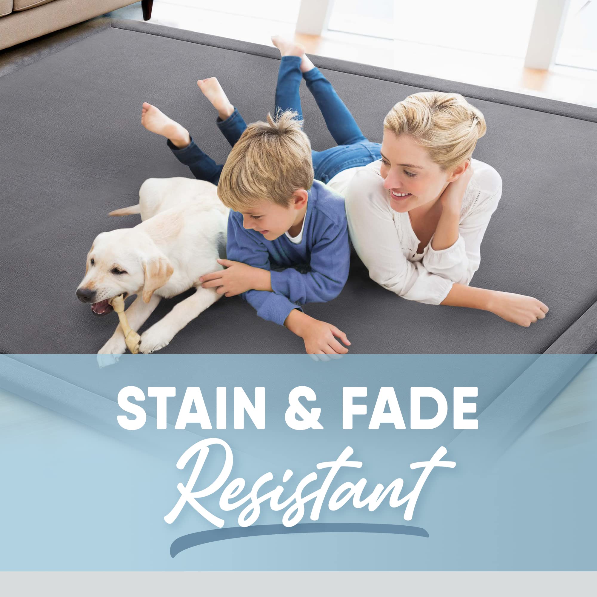 Premium MICRODRY Memory Foam Area Rug - Ultra Soft Microfiber Carpet with Built-in Non-Slip Pad, Fade & Stain Resistant - Perfect for Living Room, Bedroom, Kids Room (3'x5', Dark Grey) - Cozy Home Decor & Floor Protection